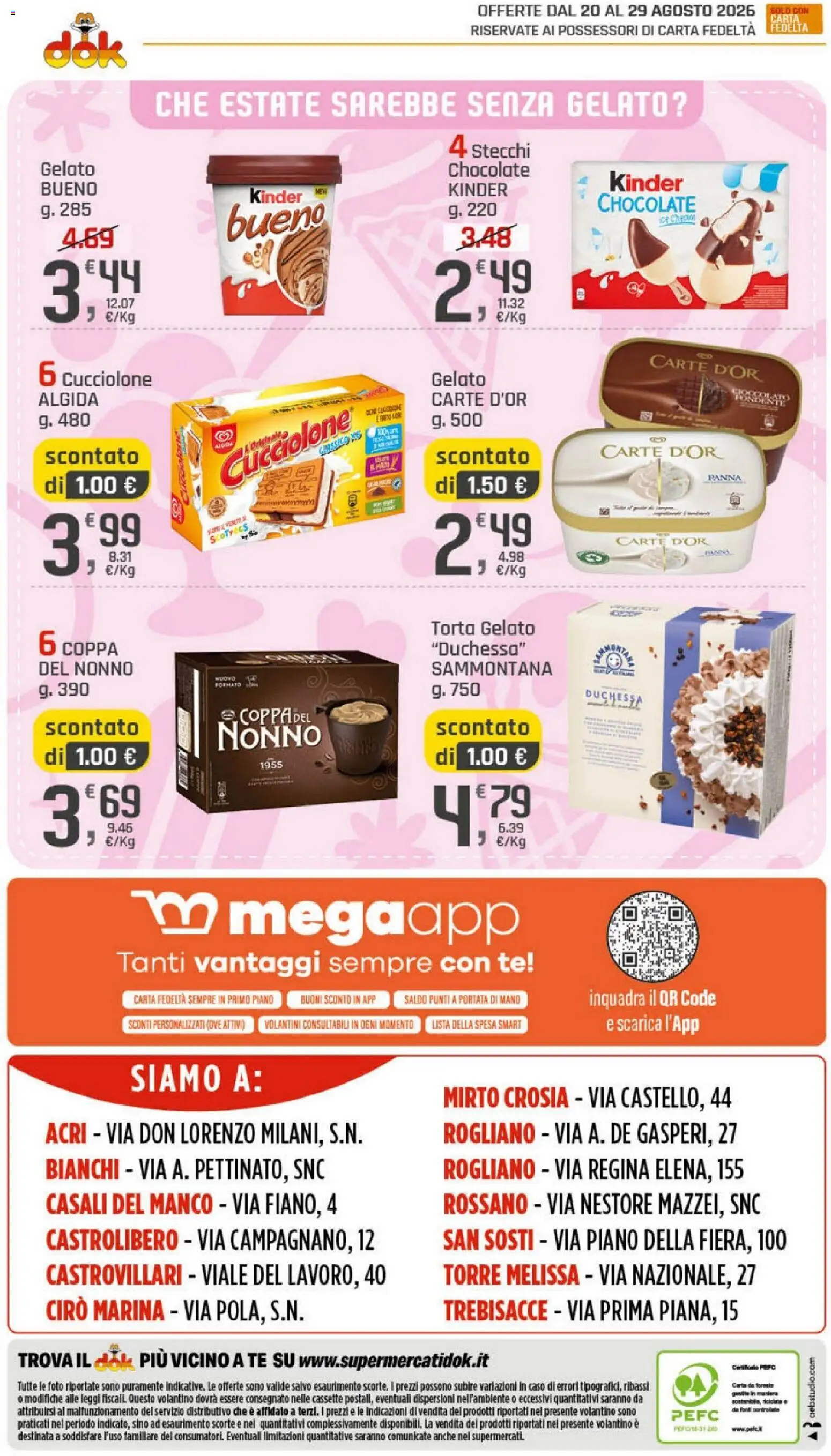 Volantino DOK del 20/08/2026 | Pagina: 20 | Prodotti: Tè, Panna, Torta, Torta gelato