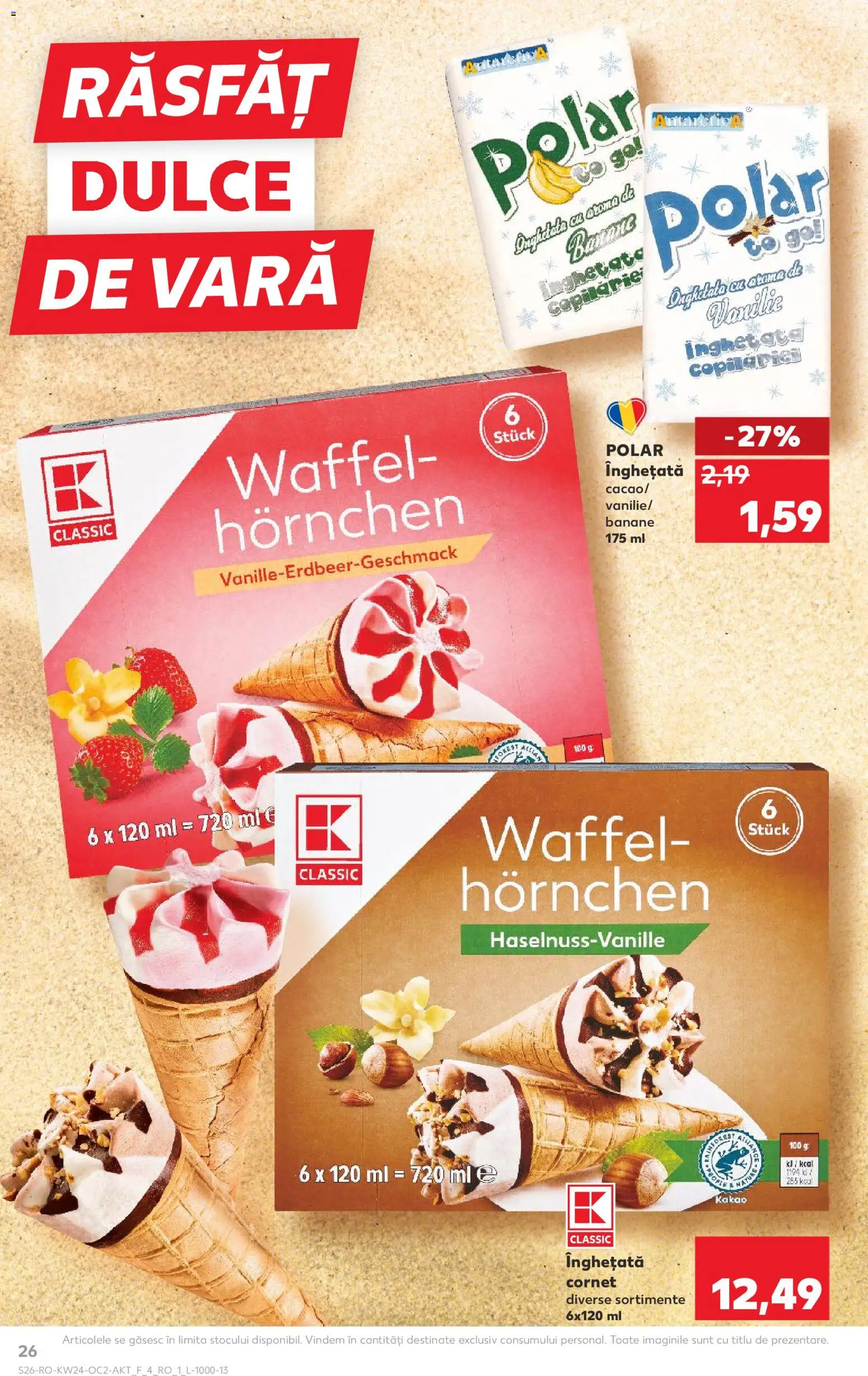 Noul catalog Kaufland – valabil de la 10.06.2026 | Pagină: 26 | Produse: Banane, Înghețată