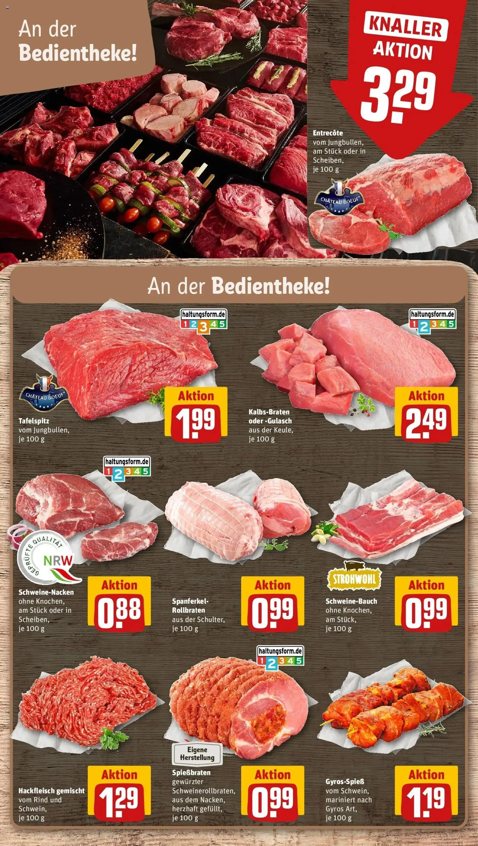 REWE Prospekt ab 07.09.2026 zum Blättern » Angebote | Seite: 8 | Produkte: Schweinenacken, Entrecote, Gyros, Hackfleisch