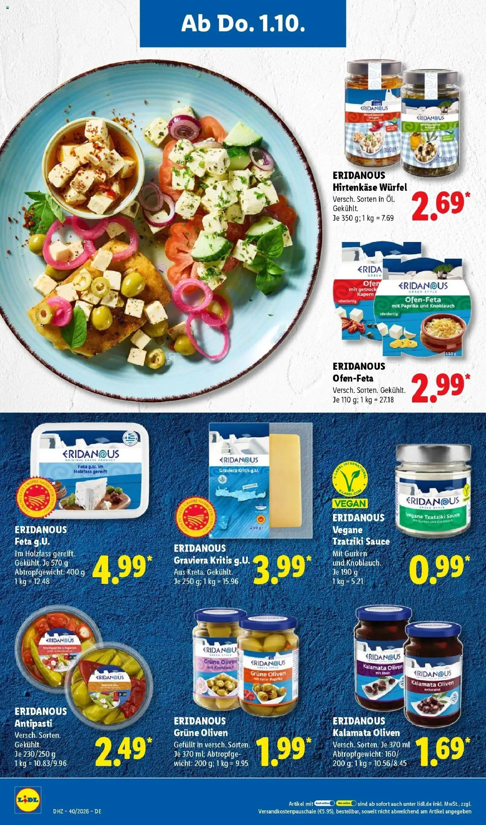 Lidl Prospekt Ottobrunn (ab 28.09.2026) zum Blättern » Angebote | Seite: 56 | Produkte: Feta, Paprika, Knoblauch, Gurken