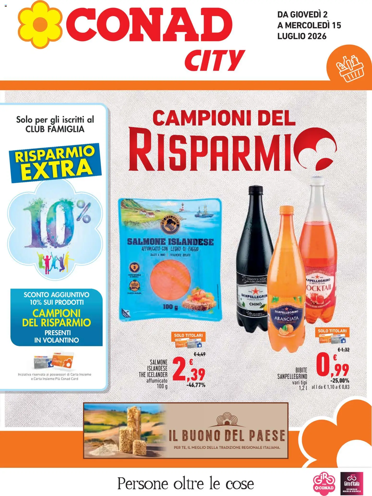 Volantino Conad del 02/07/2026 | Pagina: 1 | Prodotti: Salmone, The, Bibite