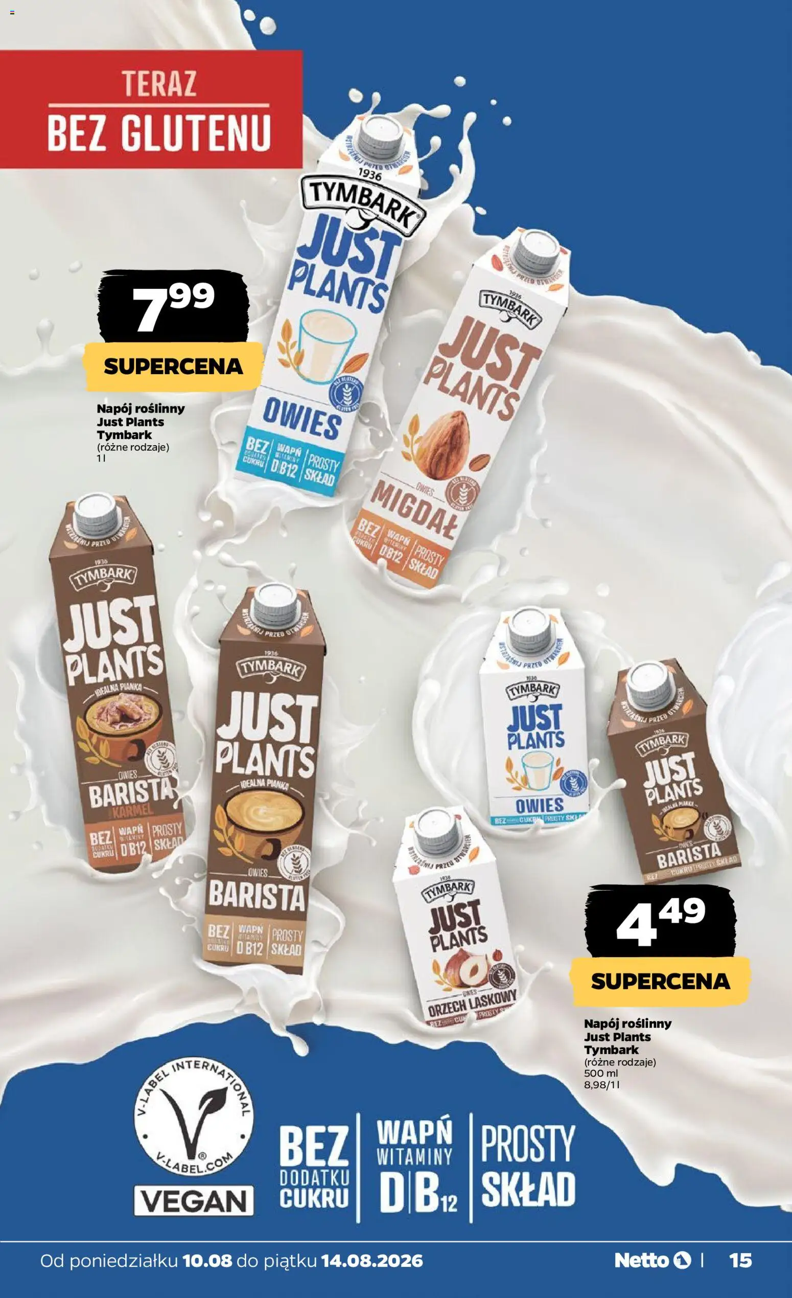 Netto gazetka od poniedziałku od 10.08.2026 | Strona: 15 | Produkty: Tymbark, Napój roślinny