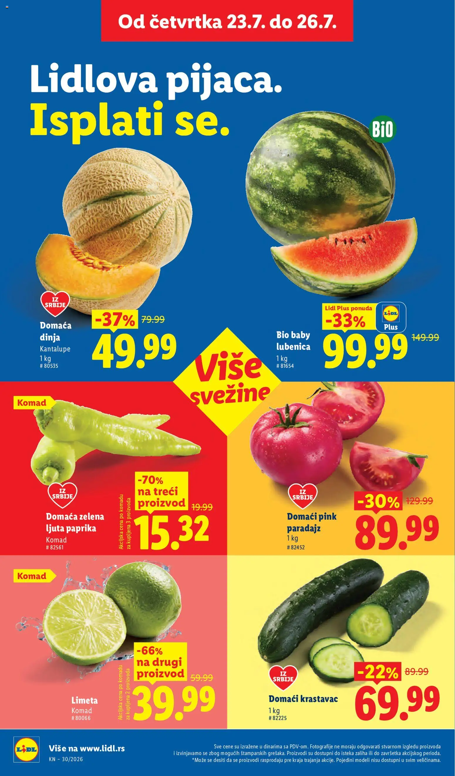 Lidl katalog - važi od 23.07.2026 | Strana: 18 | Proizvode: Krastavac, Limeta, Paprika, Lubenica