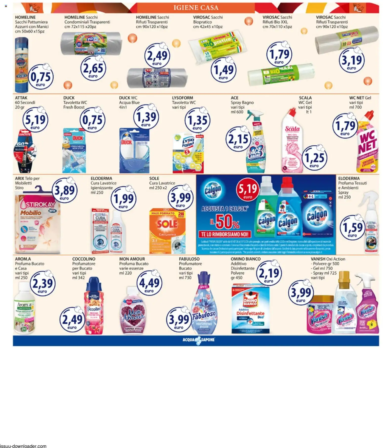 Volantino Acqua e Sapone del 27/07/2026 | Pagina: 19 | Prodotti: Sapone, Tavoletta wc, Lavatrice, WC