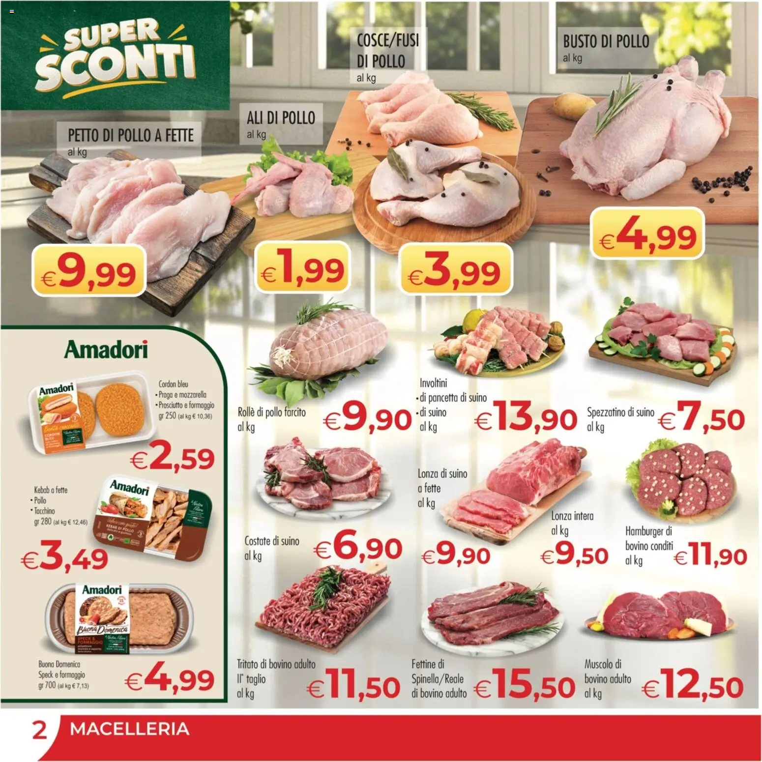 Volantino MerSi Supermercati del 23/09/2026 | Pagina: 2 | Prodotti: Petto di Pollo, Suino, Formaggio, Ali di pollo
