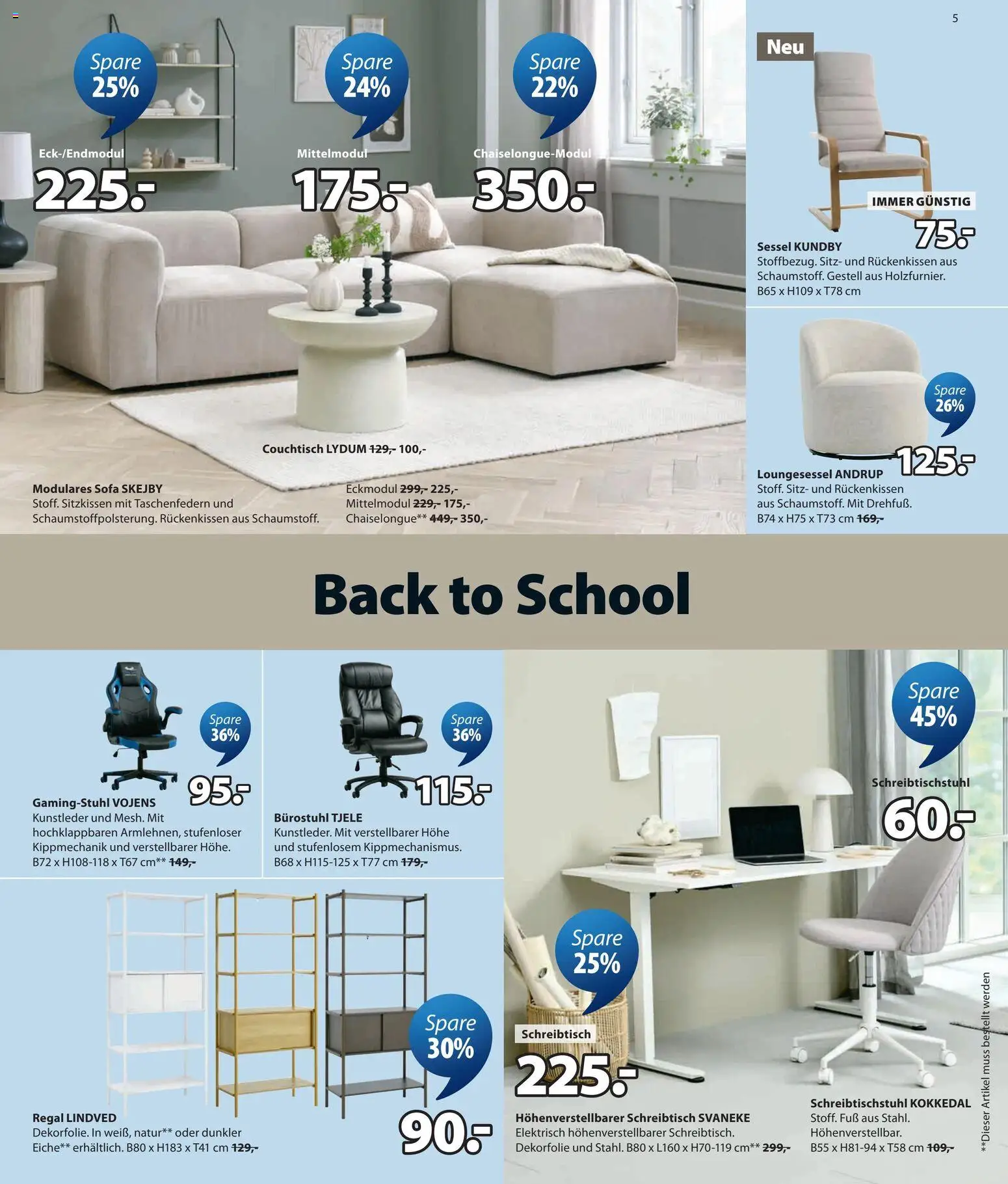 JYSK Prospekt aktuell gültig ab 18.08.2026 | Seite: 5 | Produkte: Sofa, Sessel, Couchtisch, Regal