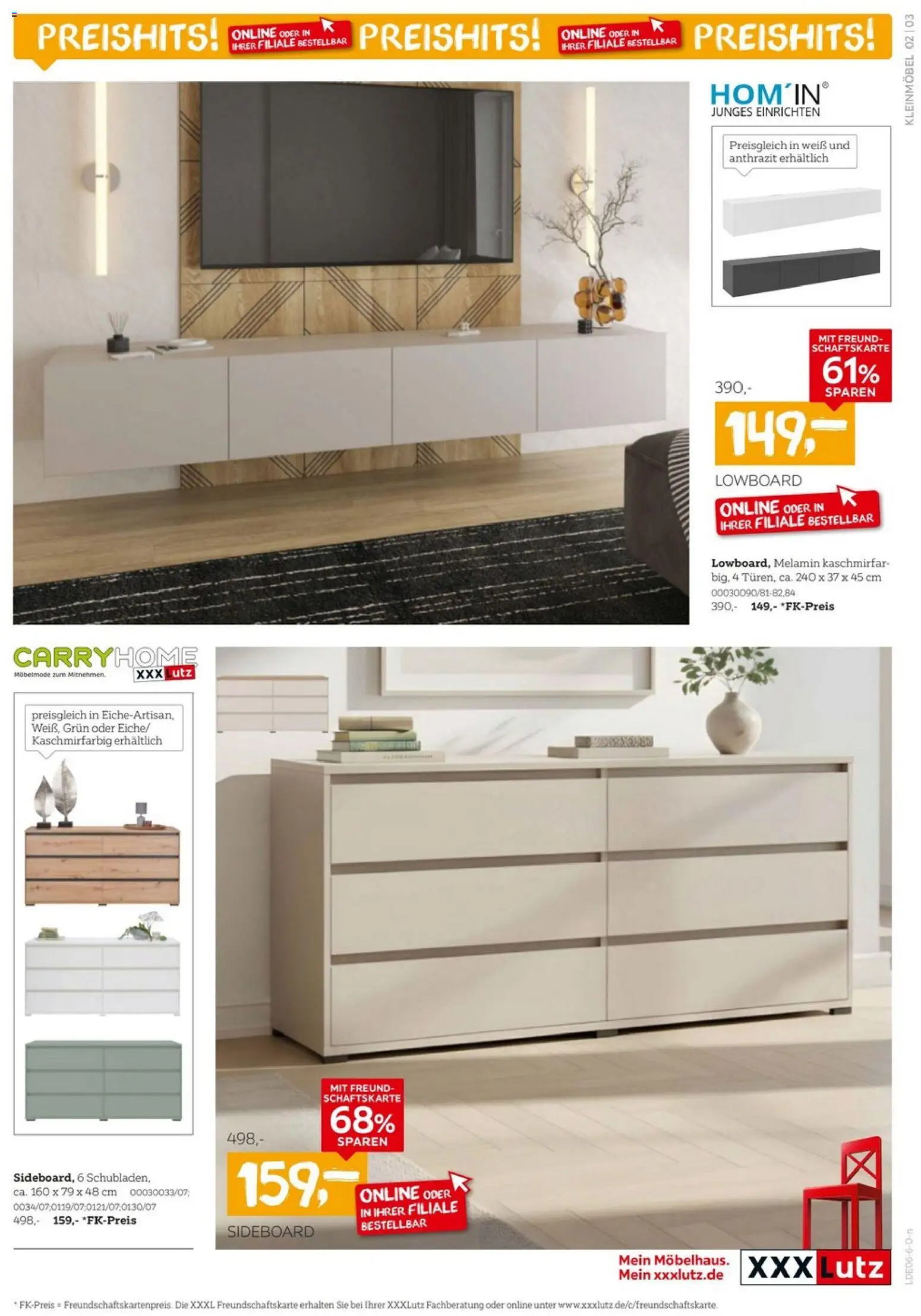 XXXLutz Kleinmöbel Preishits – gültig ab 06.06.2026 | Seite: 3 | Produkte: Sideboard, Lowboard