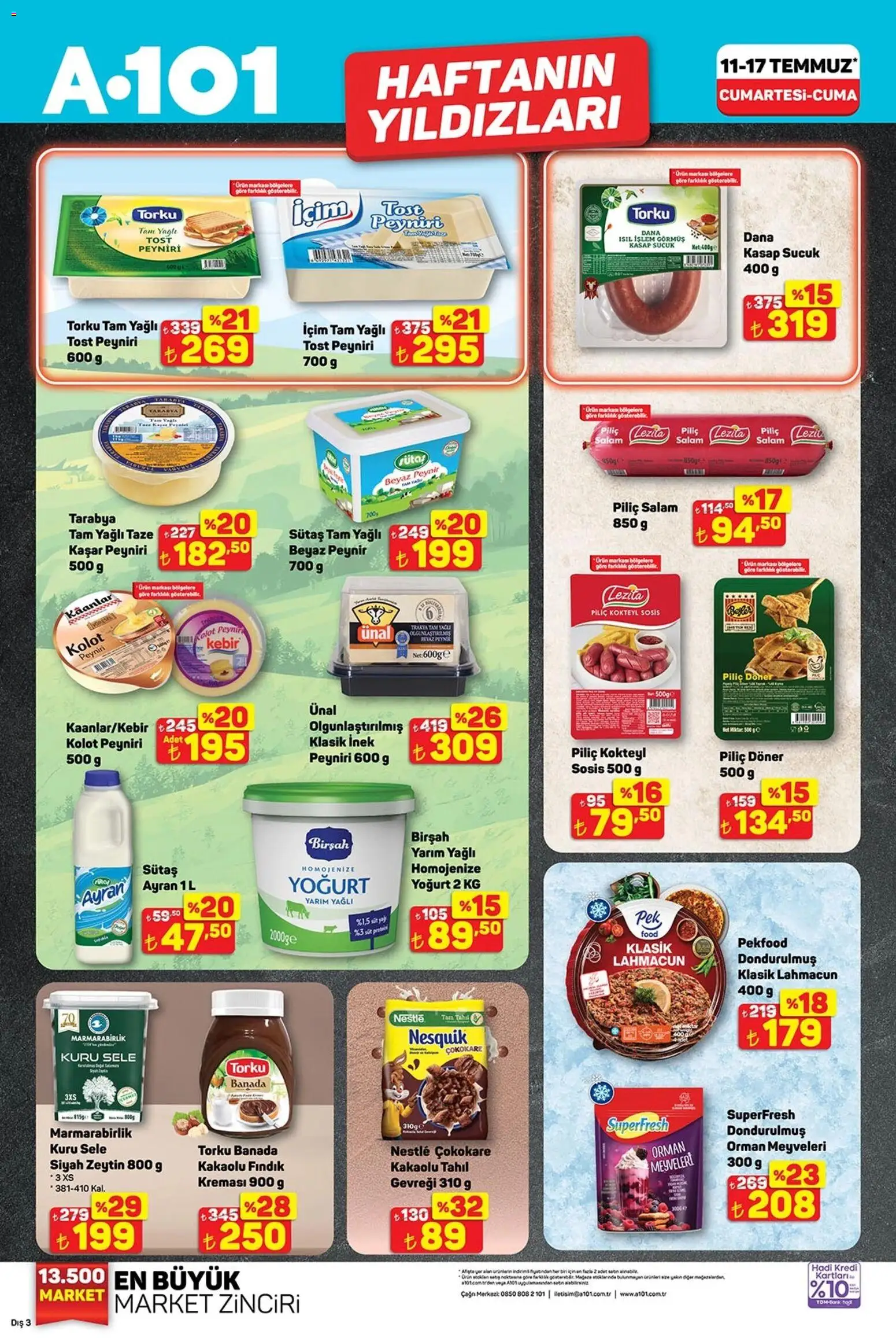 A101 Katalog - 11 Temmuz 2026 tarihinden itibaren geçerlidir | Sayfa: 2 | Ürünler: Süt, Peynir, Salam, Piliç
