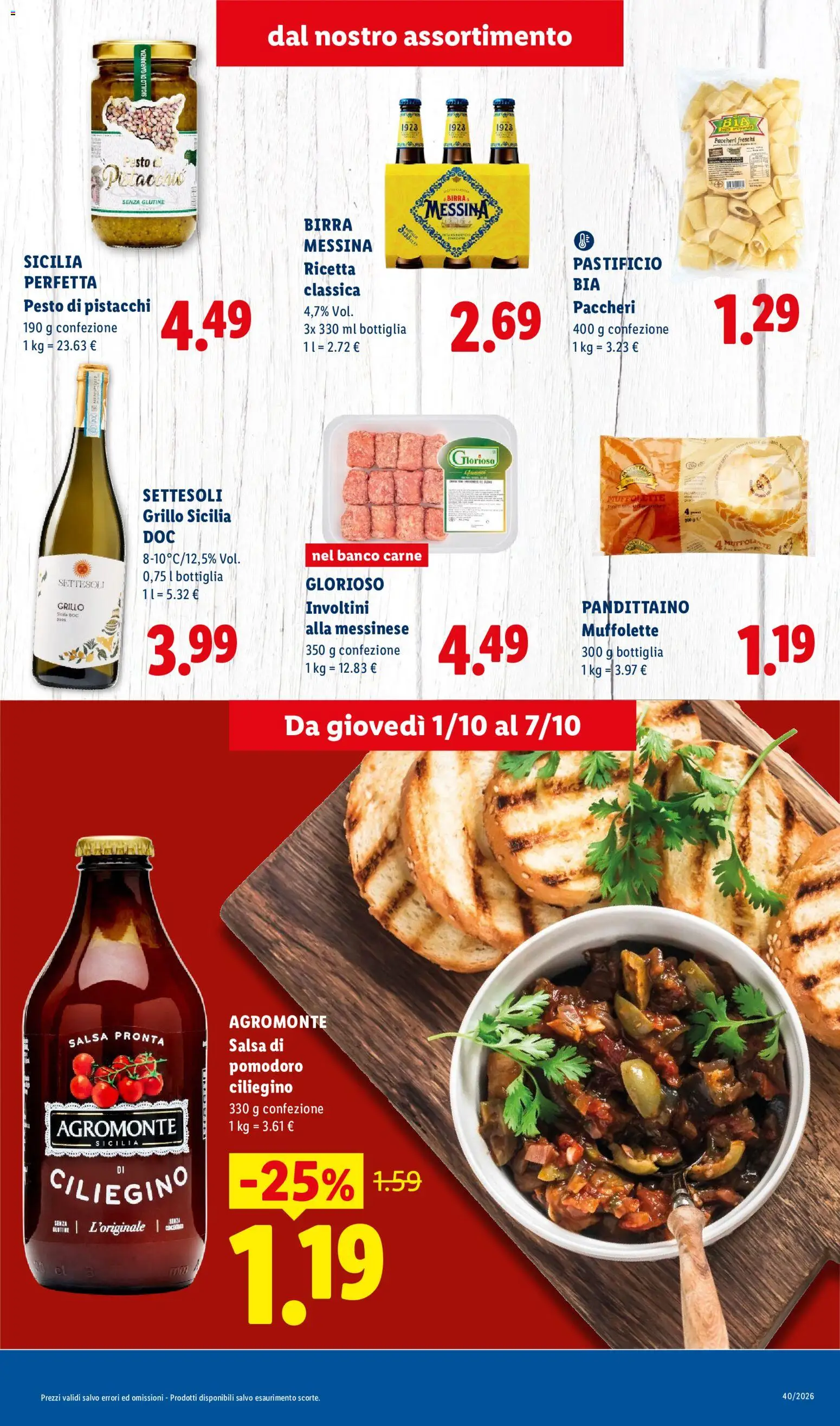 Volantino Lidl del 01/10/2026 | Pagina: 3 | Prodotti: Birra, Pasta, Pesto, Paccheri