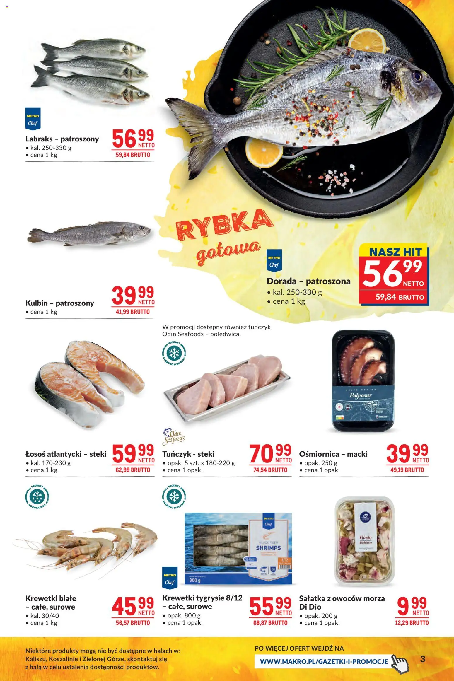 Makro gazetka - Grill Ogród od 26.05.2026 | Strona: 3 | Produkty: Łosoś atlantycki, Krewetki, Krewetki białe, Sałatka