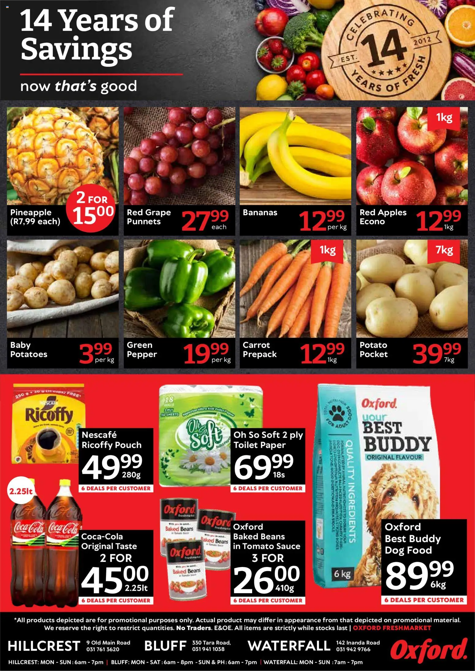New Oxford Freshmarket catalogue – valid from 23.05.2026 | Page: 2 | Products: Baked beans, Apples, Pineapple, Tomato sauce