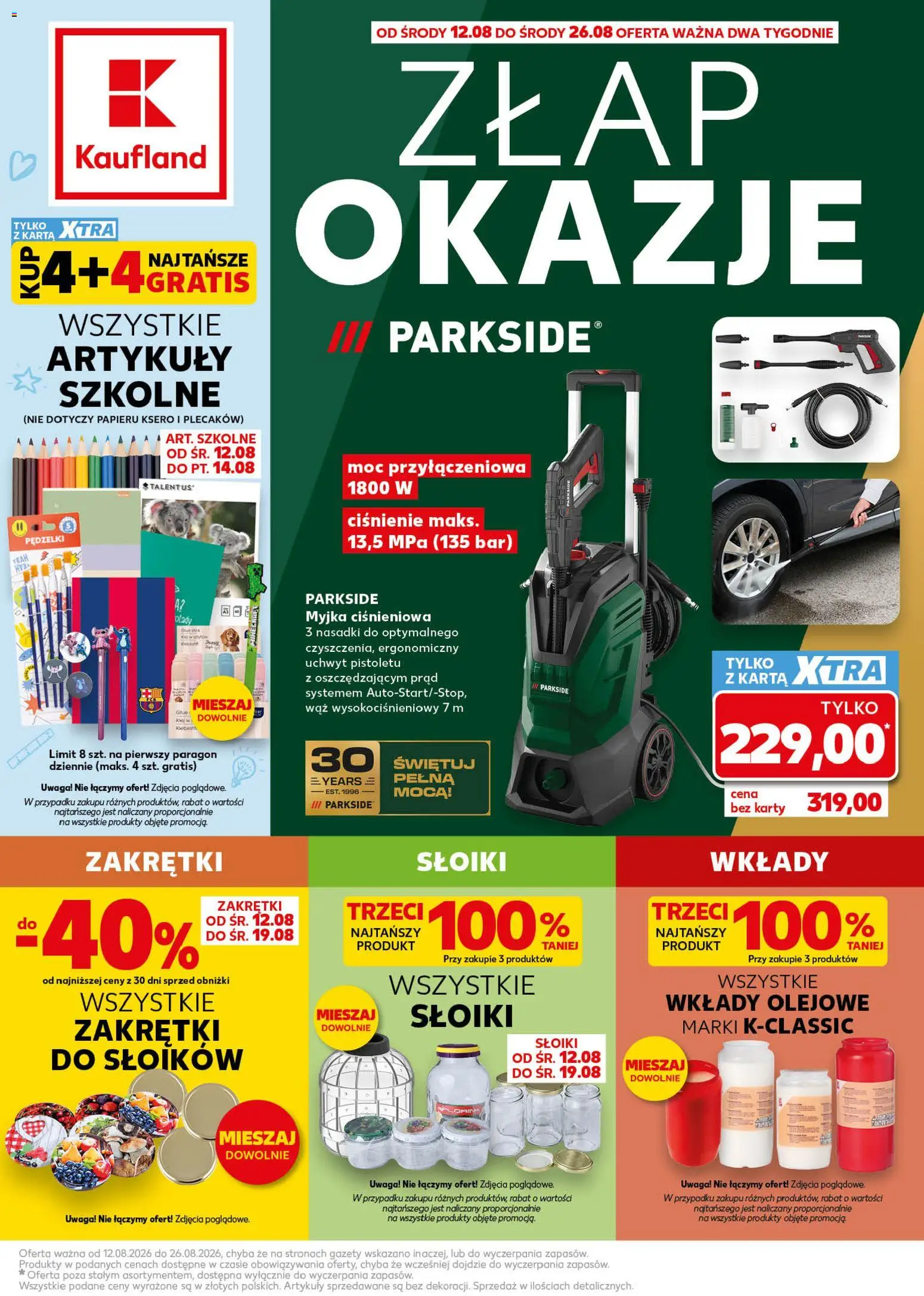 Kaufland gazetka - Złap Okazje od 12.08.2026 | Strona: 1 | Produkty: Karta, Myjka ciśnieniowa, Gazety
