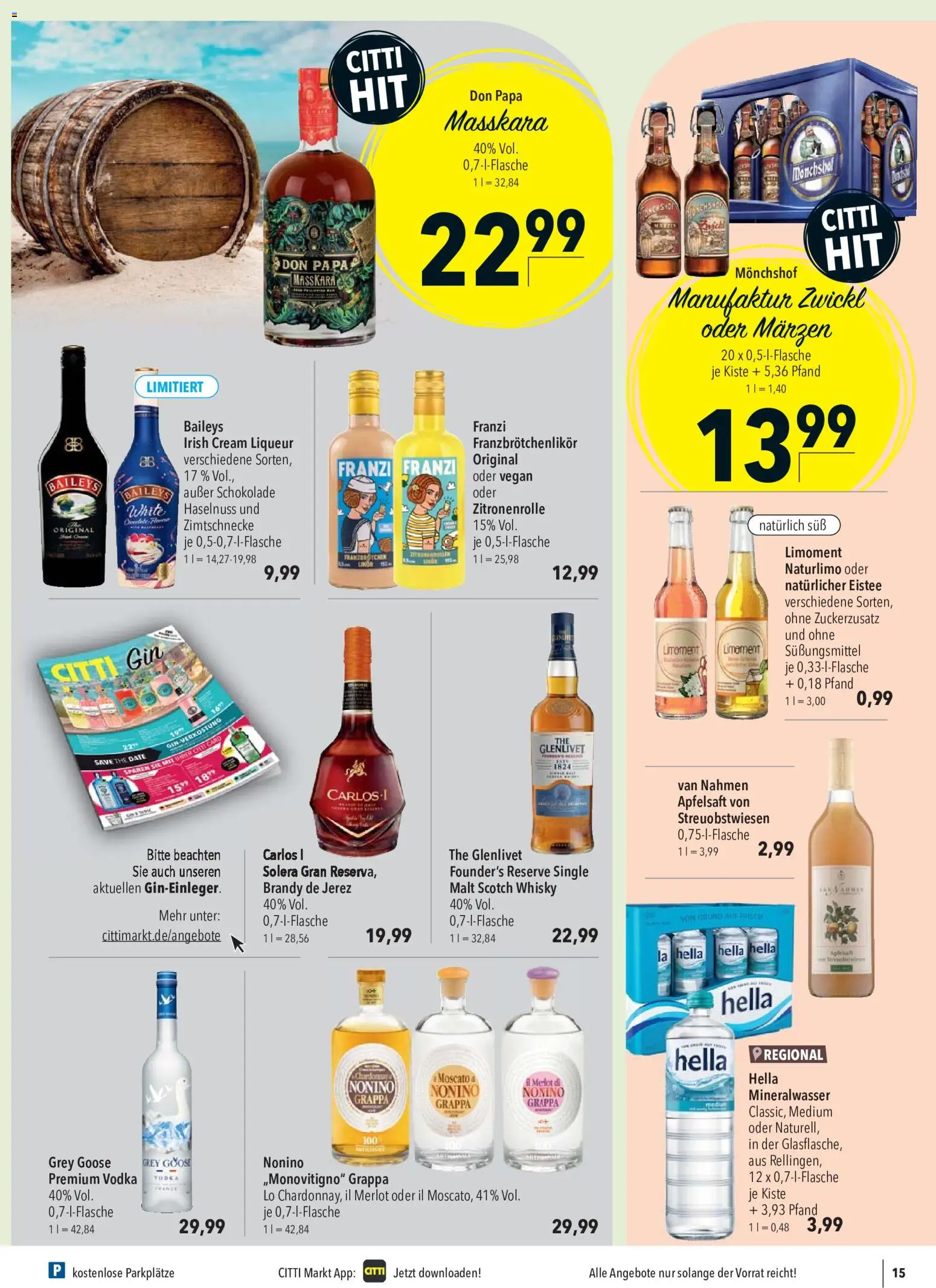 CITTI Markt Prospekt – gültig ab 20.05.2026 | Seite: 15 | Produkte: Whisky, Mineralwasser, Vodka, Gin