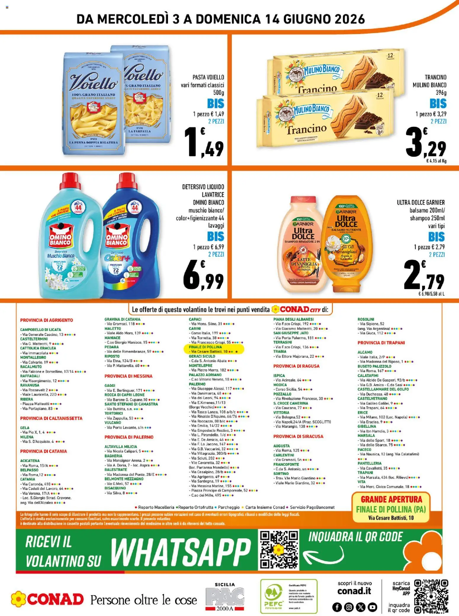Volantino Conad del 03.06.2026 | Pagina: 16 | Prodotti: Balsamo, Latte, Pasta, Lavatrice