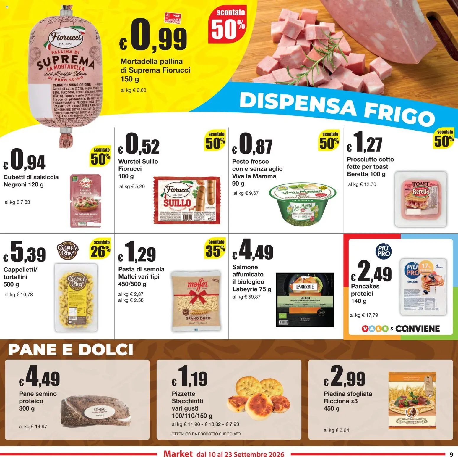 Volantino Sì con Te del 10/09/2026 | Pagina: 9 | Prodotti: Prosciutto Cotto, Suino, Prosciutto, Pasta