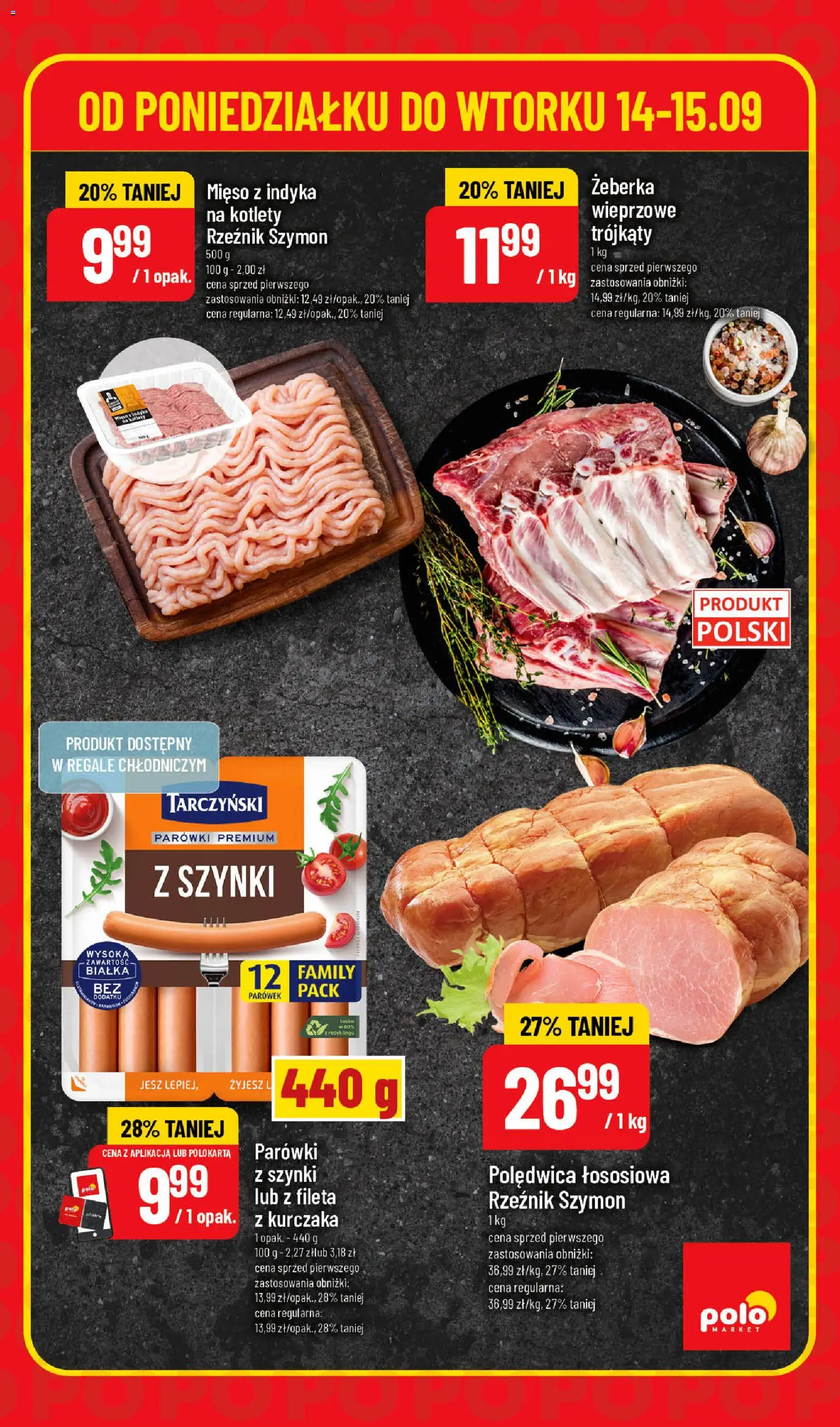 Nowa POLOmarket gazetka od jutra 14.09.2026 | Strona: 3 | Produkty: Żeberka, Mięso, Parówki z szynki, Parówki