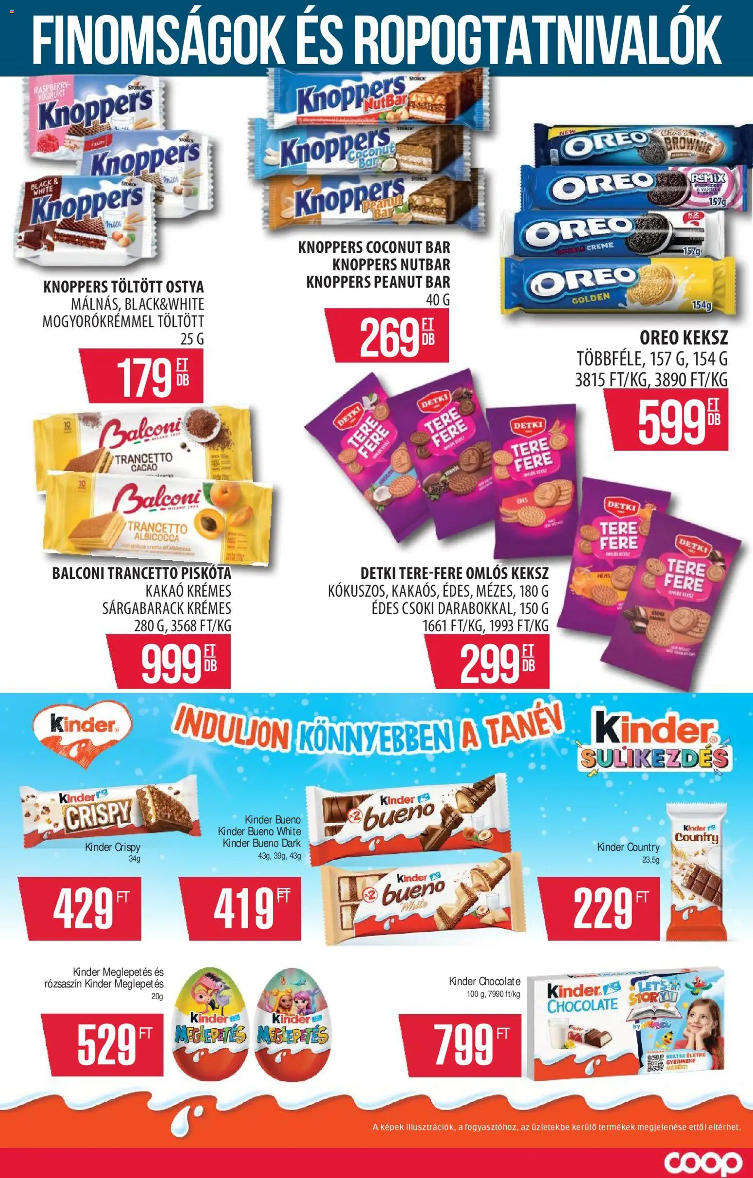 COOP Szolnok akciós ujság - amely érvényes a következő dátumtól: 2026.09.10. | Oldal: 13 | Termékek: Kinder Bueno, Ostya, Csoki, Kakaó