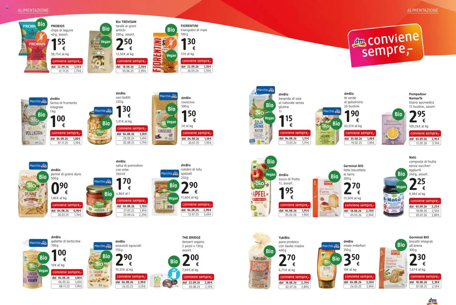 Volantino dm drogerie markt del 01/10/2026 | Pagina: 9 | Prodotti: Biscotti, Anacardi, Tofu, Penne