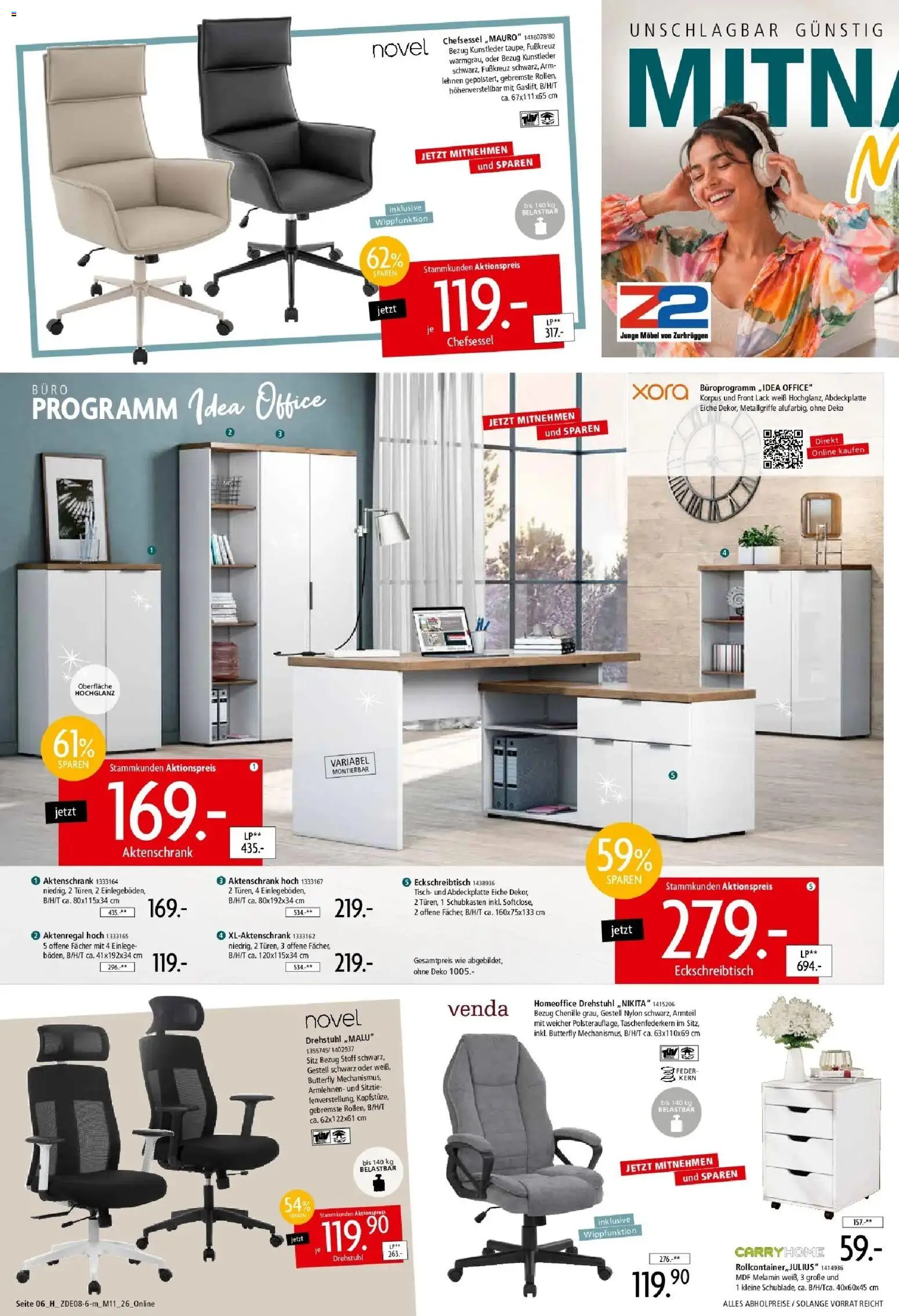 Zurbrüggen - Zurbrüggen: Mitnahme Möbel – gültig ab 29.08.2026 | Seite: 30 | Produkte: Tisch, Chefsessel, Aktenregal