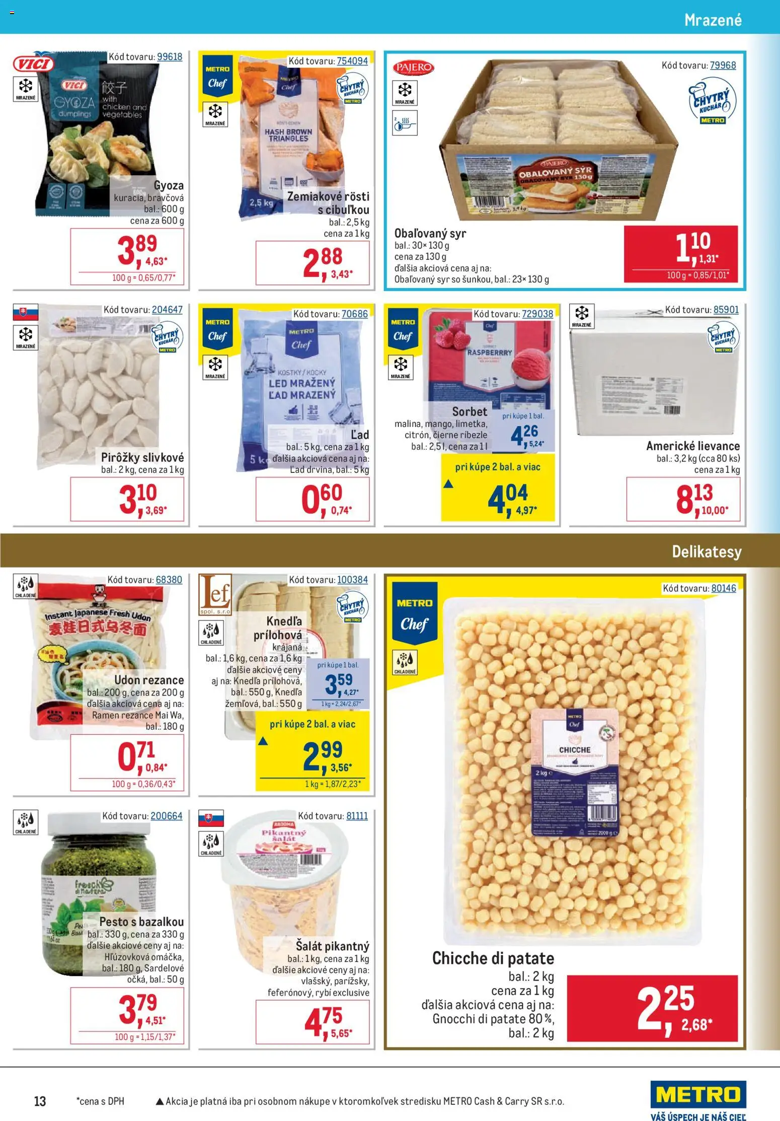 Nové Metro akcie – leták je platný od 15.07.2026 | Strana: 13 | Produkty: Ríbezle, Syr, Sorbet, Rezance