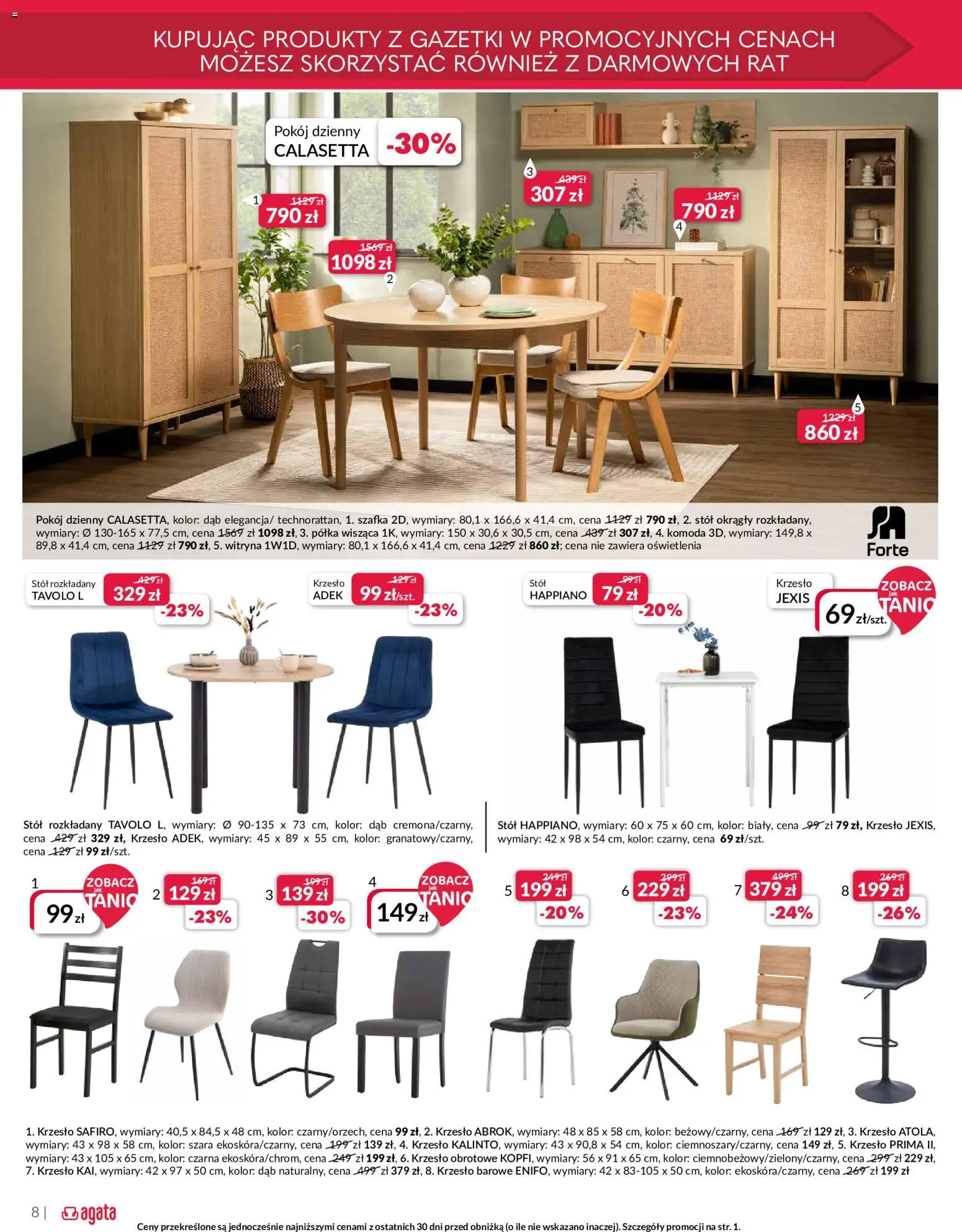 Salony Agata gazetka od 09.06.2026 | Strona: 8 | Produkty: Komoda, Półka, Stół, Krzesło