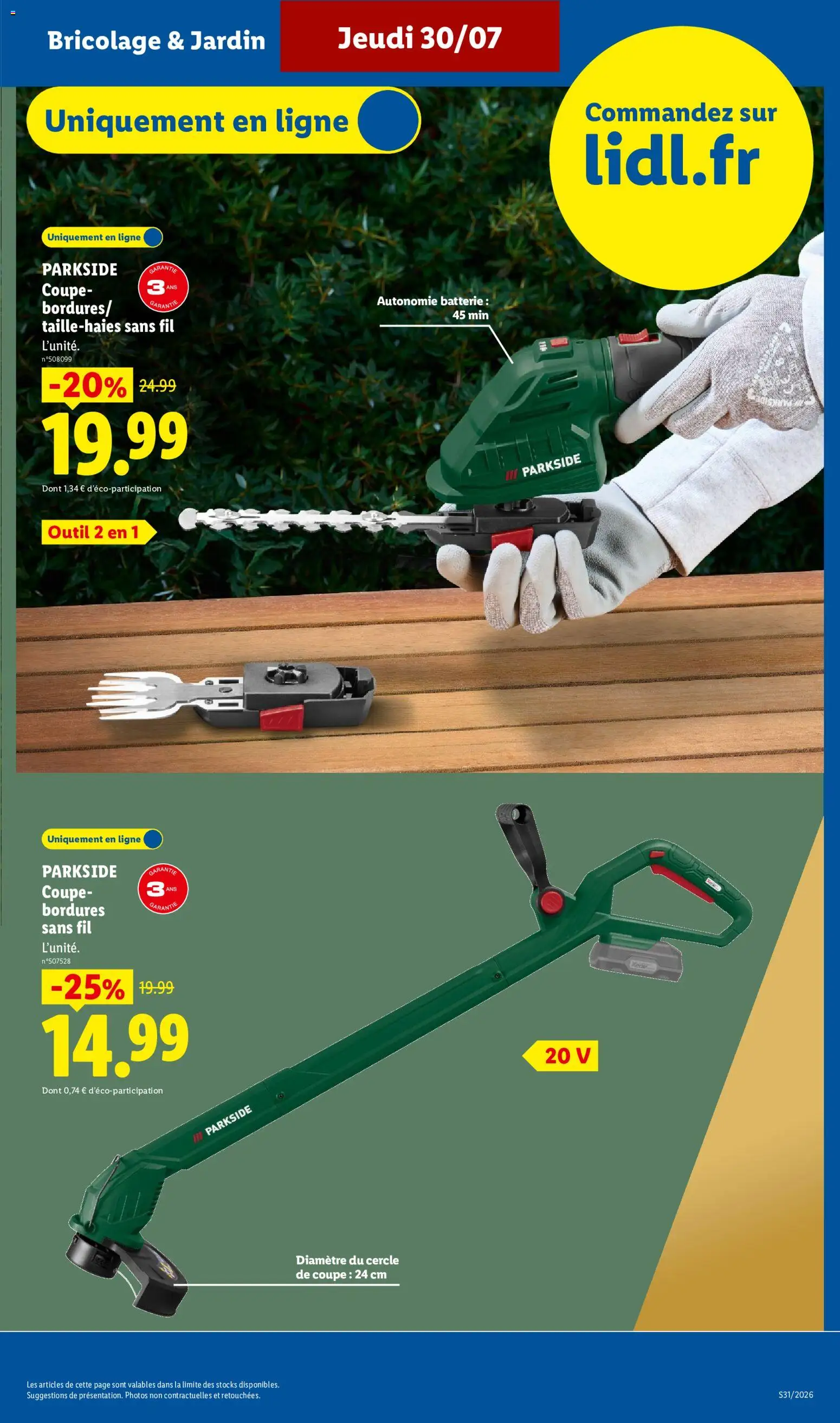 {H1} | Page: 7 | Produits: Coupe-bordures, Bricolage, Parkside, Coupe-bordures sans fil