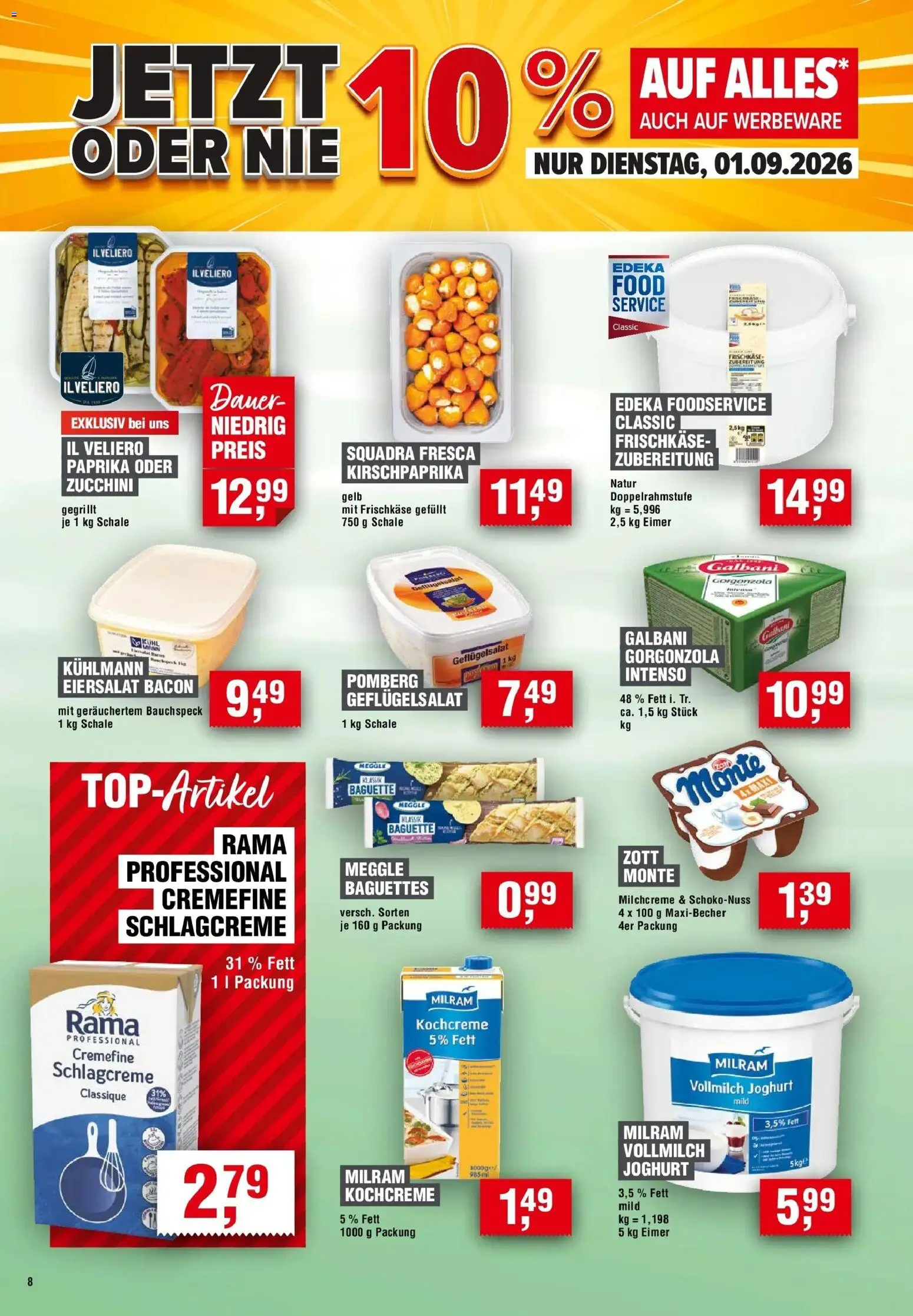 Edeka Prospekt Bochum – gültig ab 27.08.2026 | Seite: 8 | Produkte: Joghurt, Paprika, Zucchini, Frischkase