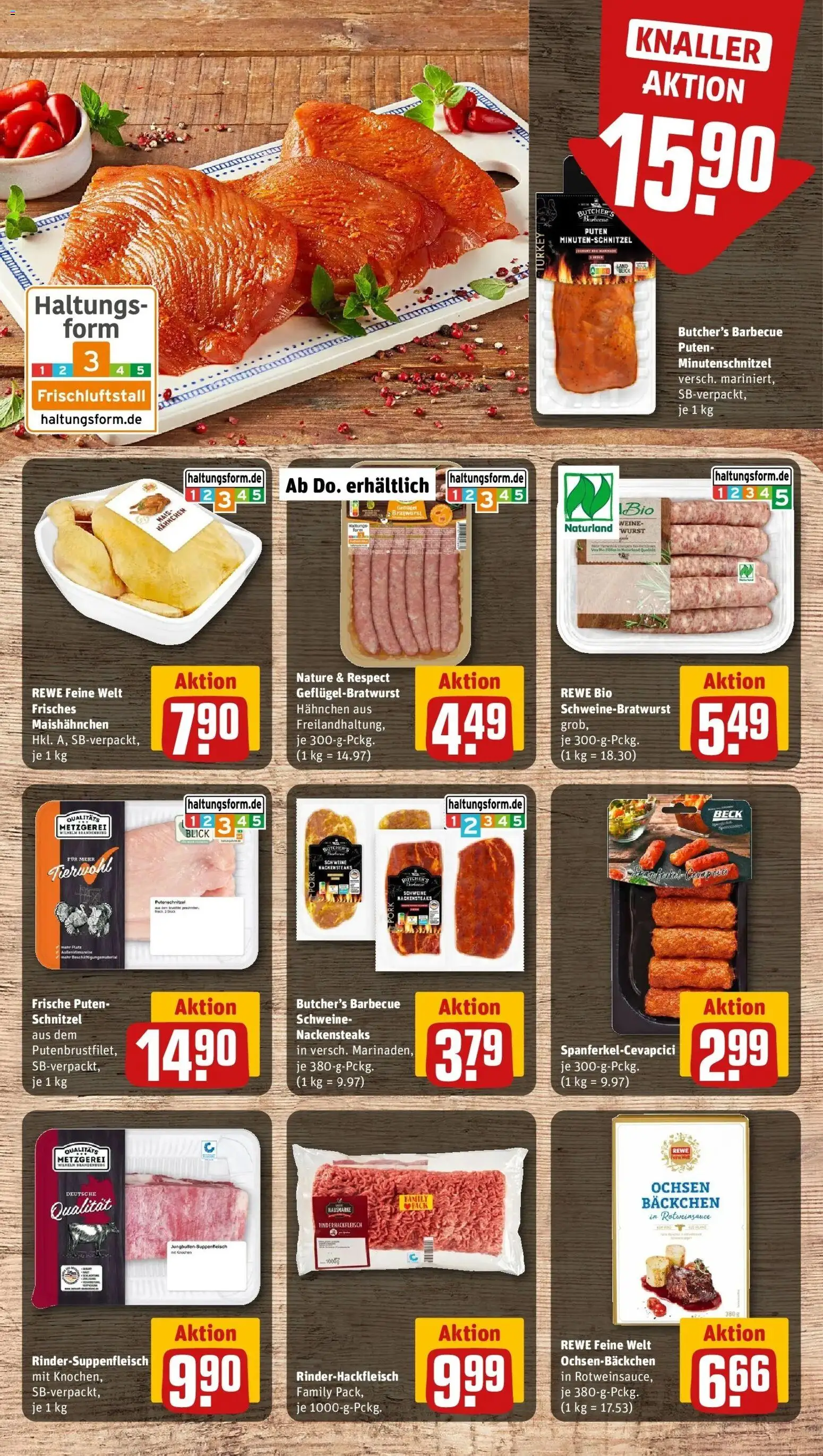 Rewe Prospekt Ebersbach – gültig ab 13.07.2026 | Seite: 9 | Produkte: Nackensteaks, Schnitzel, Suppenfleisch, Wurst