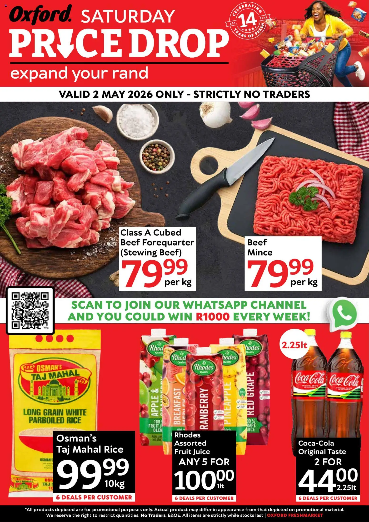 New Oxford Freshmarket catalogue – valid from 02.05.2026 | Page: 1 | Products: Juice, Rice, Pineapple, Fruit