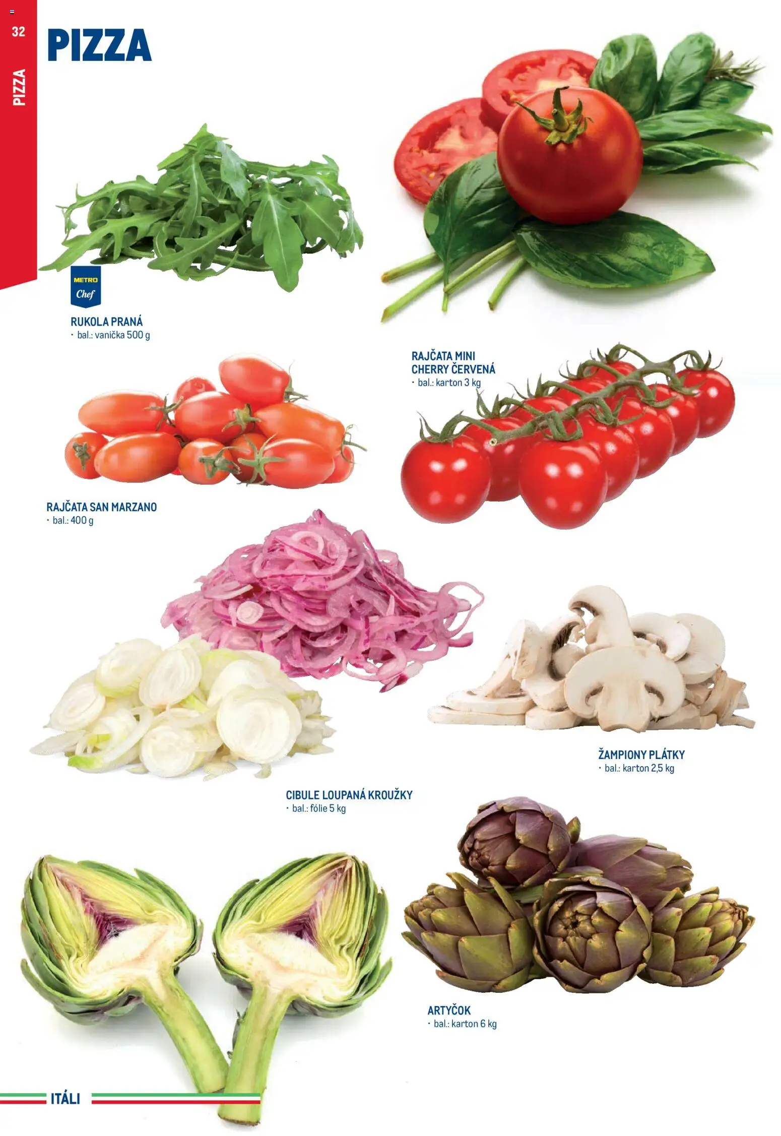 Makro leták - Itálie od 15.05.2026 | Strana: 32 | Produkty: Žampiony, Rajčata, Rukola, Cibule