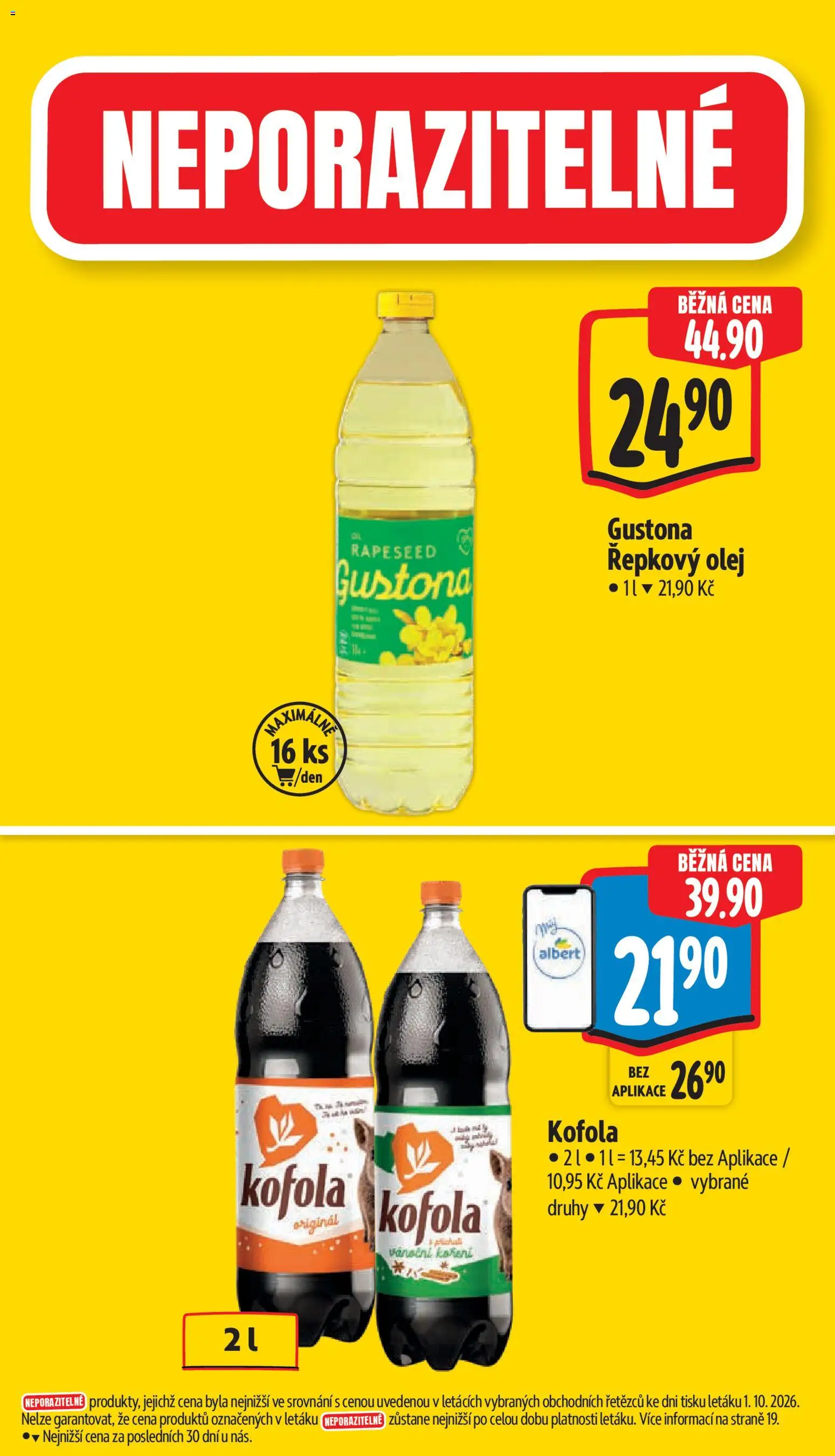 Albert leták - Supermarket Frenštát pod Radhoštěm od 07.10.2026 | Strana: 4 | Produkty: Olej, Řepkový olej, Kofola, Cola
