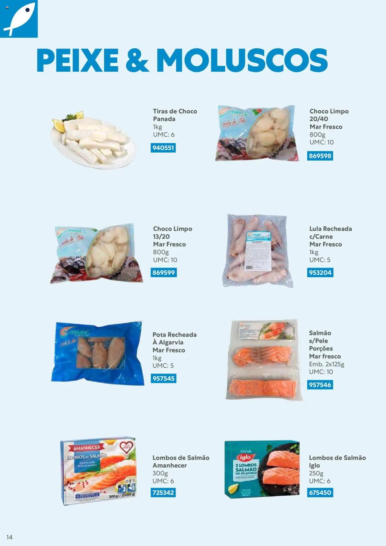 Recheio Congelados │ válido de 01/02/2024 | Página: 14 | Produtos: Salmão, Peixe