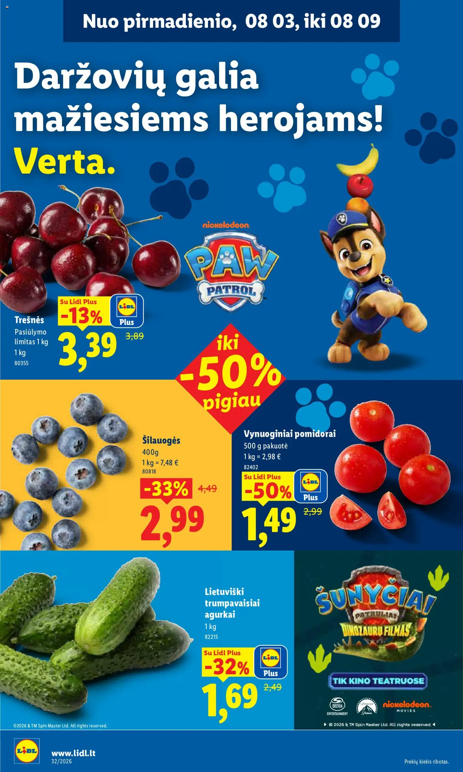 LIDL akcijos nuo 2026.08.03 | Puslapis: 4 | Prekių: Agurkai, Šilauogės, Pomidorai