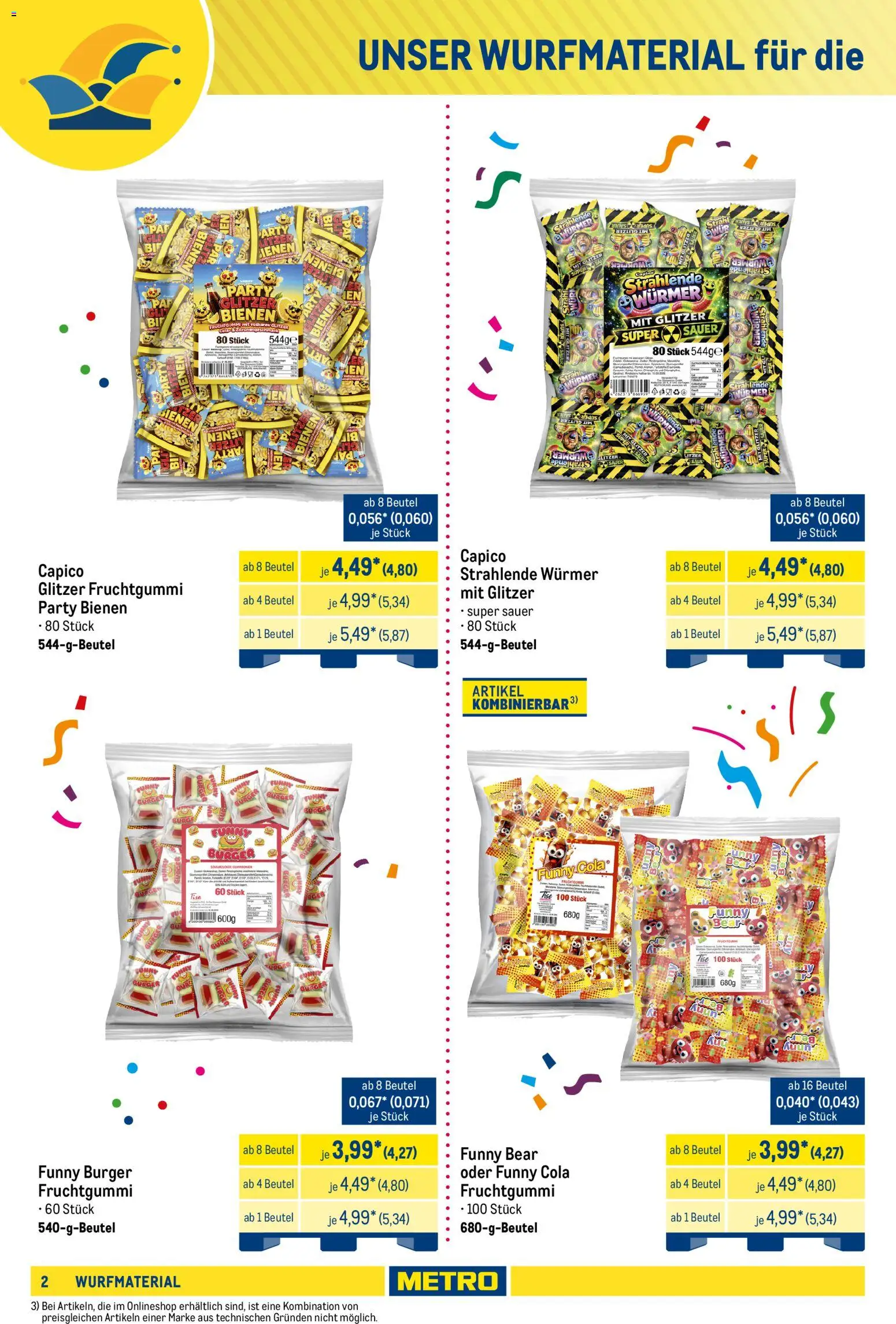 Metro Wurfmaterial Karneval – gültig ab 28.09.2026 | Seite: 2 | Produkte: Cola, Burger
