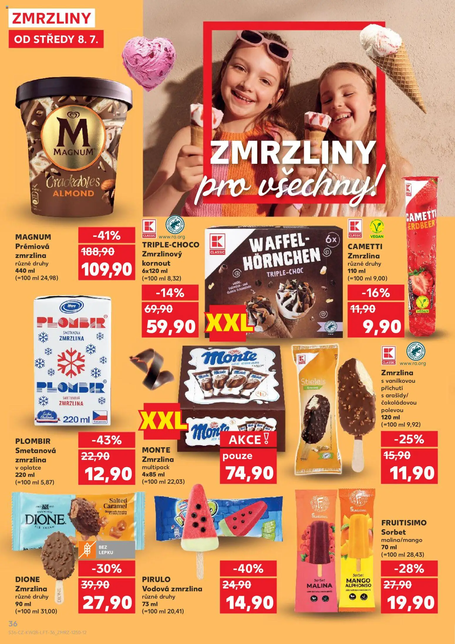 Kaufland leták od 08.07.2026 | Strana: 36 | Produkty: Vegan, Zmrzliny, Plombir, Sorbet