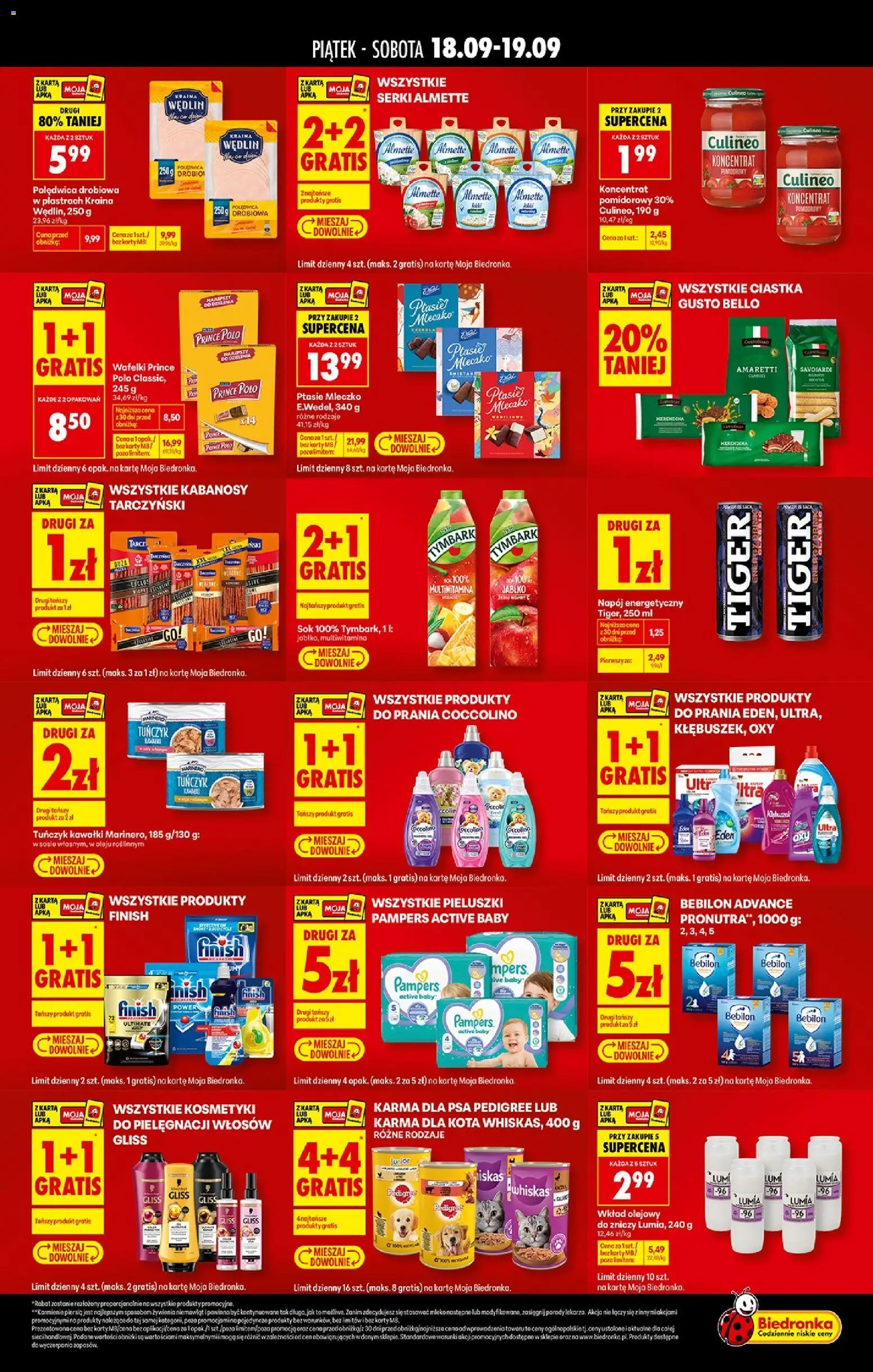 Biedronka gazetka - Tani weekend od 18.09.2026 | Strona: 2 | Produkty: Koncentrat pomidorowy, Coccolino, Tuńczyk, Mleko