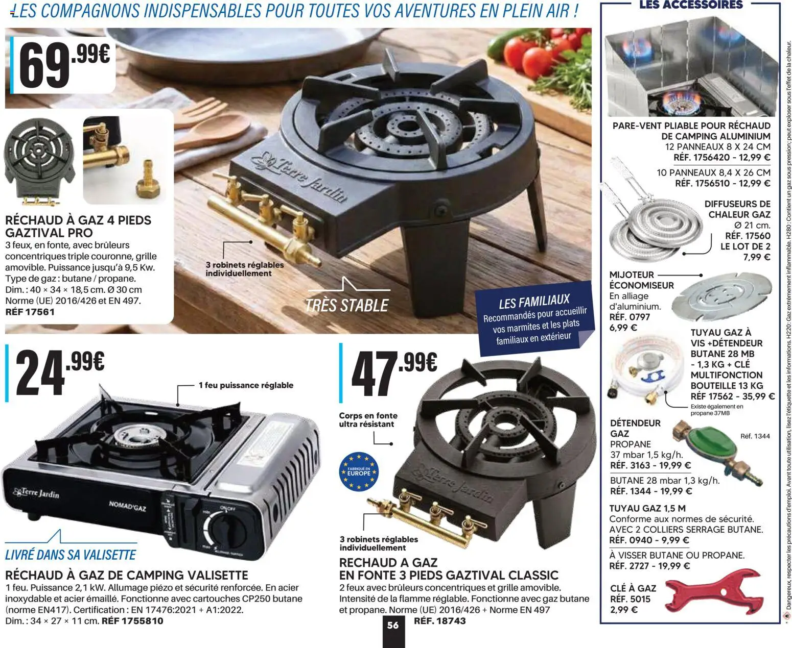 {H1} | Page: 56 | Produits: Réchaud, Camping, Bouteille, Livre
