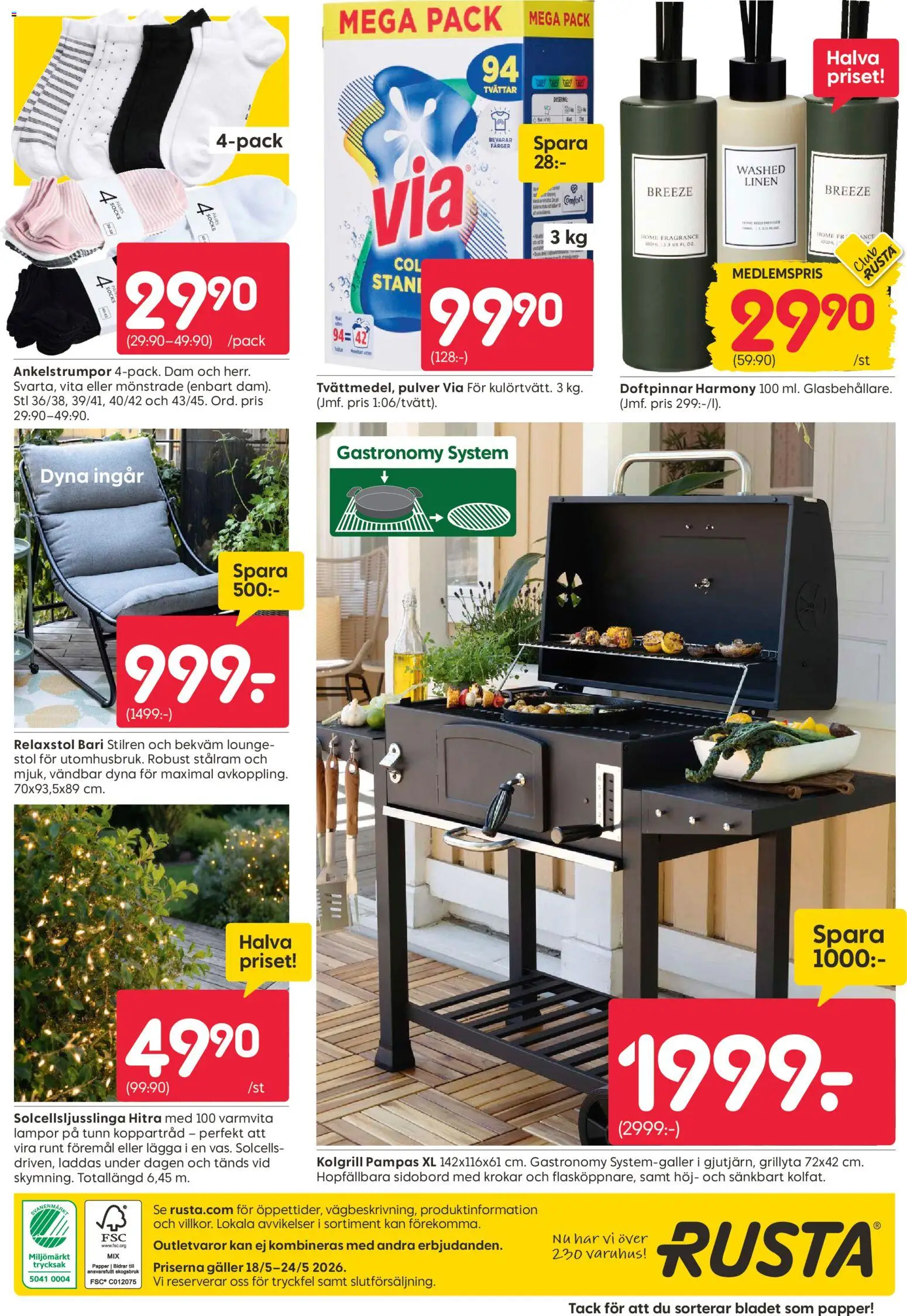 Rusta reklamblad aktuell från 18.05.2026 | Sida: 20 | Produkter: Kolgrill, Galler, Stol, Papper