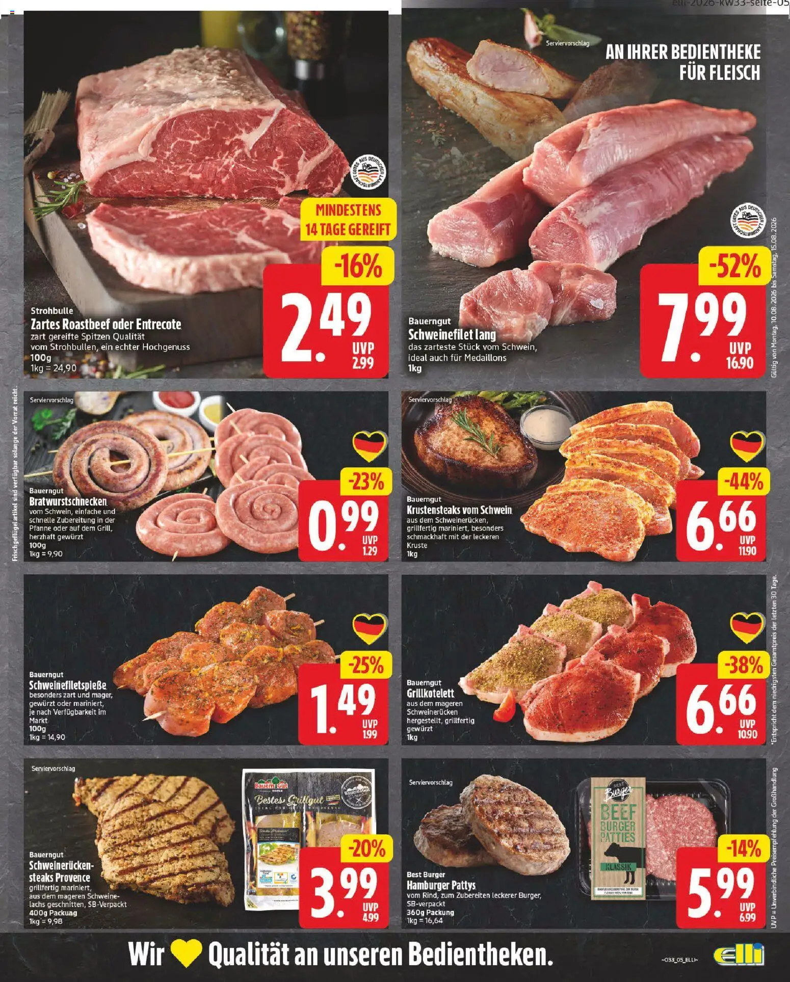 Elli Markt Prospekt Gütersloh – gültig ab 10.08.2026 | Seite: 5 | Produkte: Schweinefilet, Lachs, Bauerngut, Schweinerucken