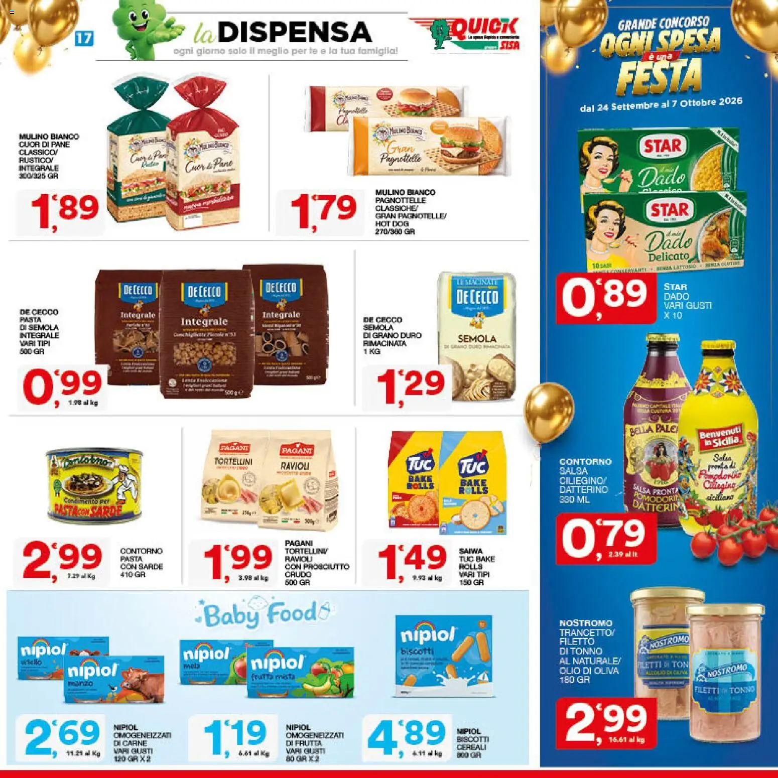 Volantino SISA del 24/09/2026 | Pagina: 17 | Prodotti: Frutta, Pasta, Tonno, Semola