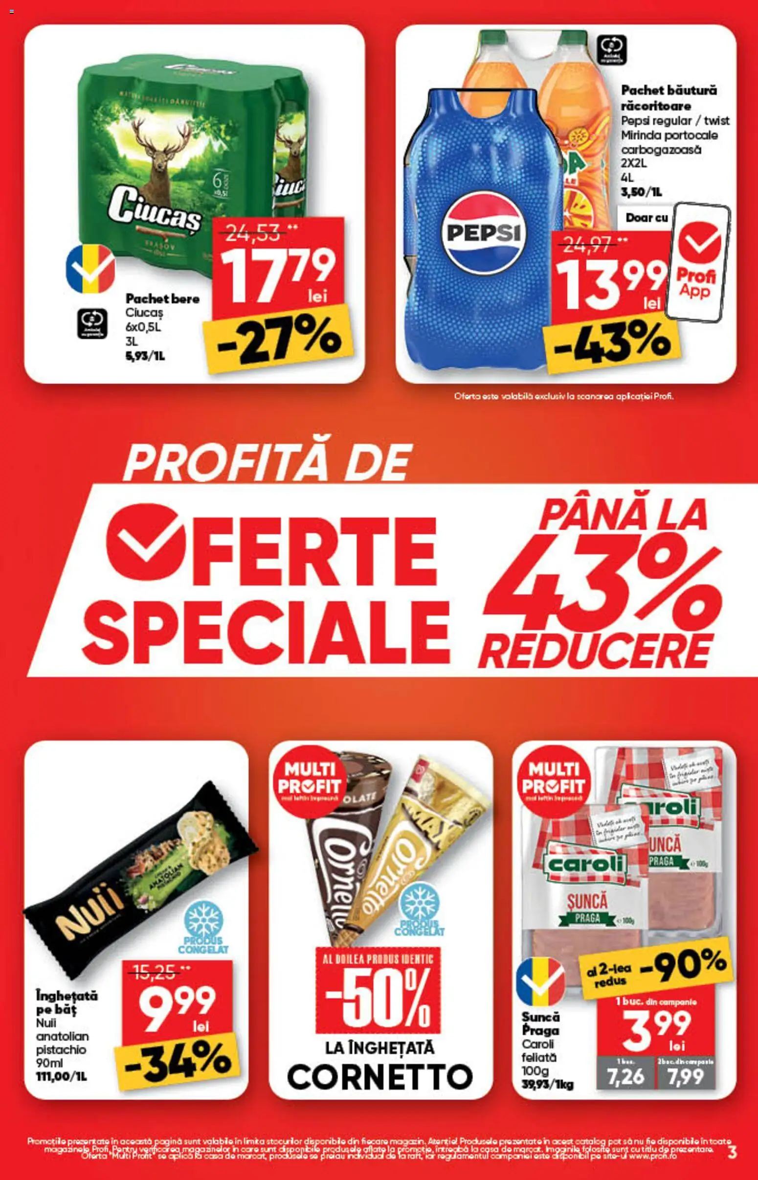 Noul catalog Profi – valabil de la 06.08.2026 | Pagină: 3 | Produse: Șuncă, Bere, Portocale, Înghețată