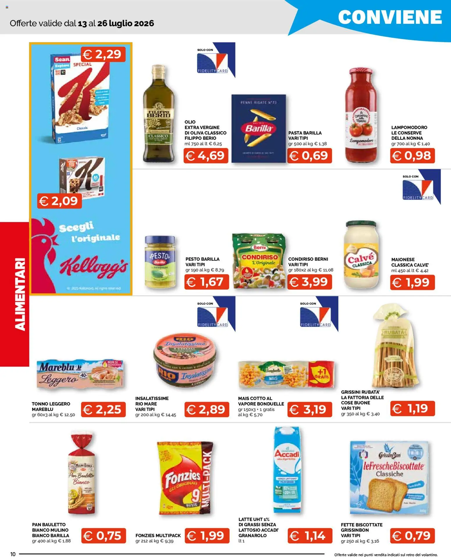 Volantino Mercatò del 13/07/2026 | Pagina: 10 | Prodotti: Latte, Pesto, Tonno, Mais