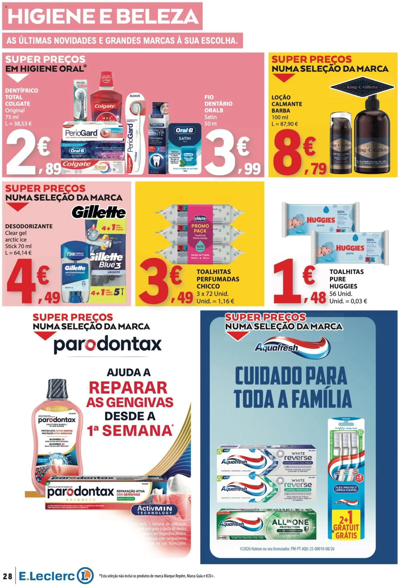 E.Leclerc folheto │ válido de 10/09/2026 | Página: 28 | Produtos: Higiene oral, Desodorizante, Pasta de dentes