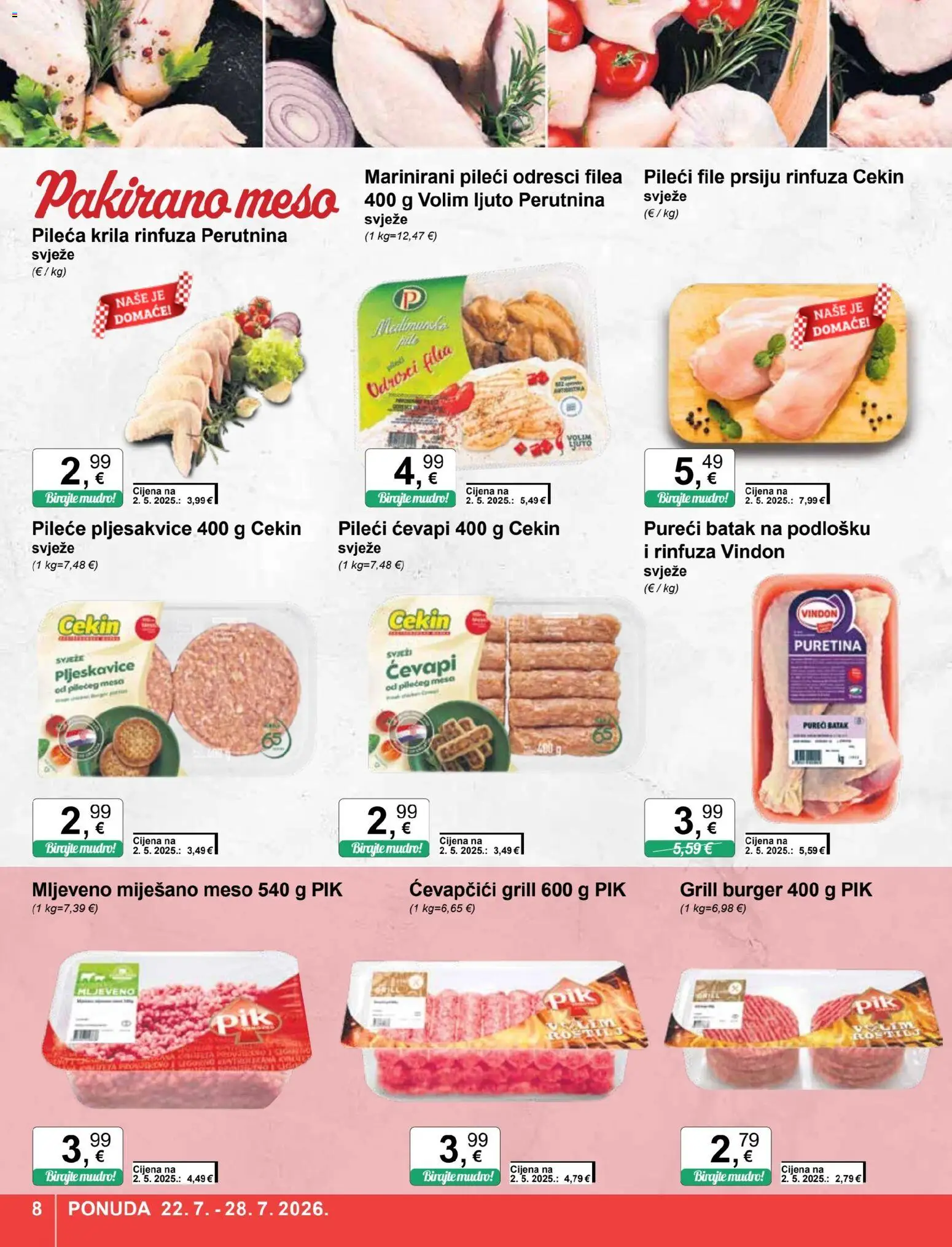 KTC katalog | vrijedi od 22.07.2026 | Stranica: 8 | Proizvodi: Puretina, Pileća krila, Pileći file, Grill