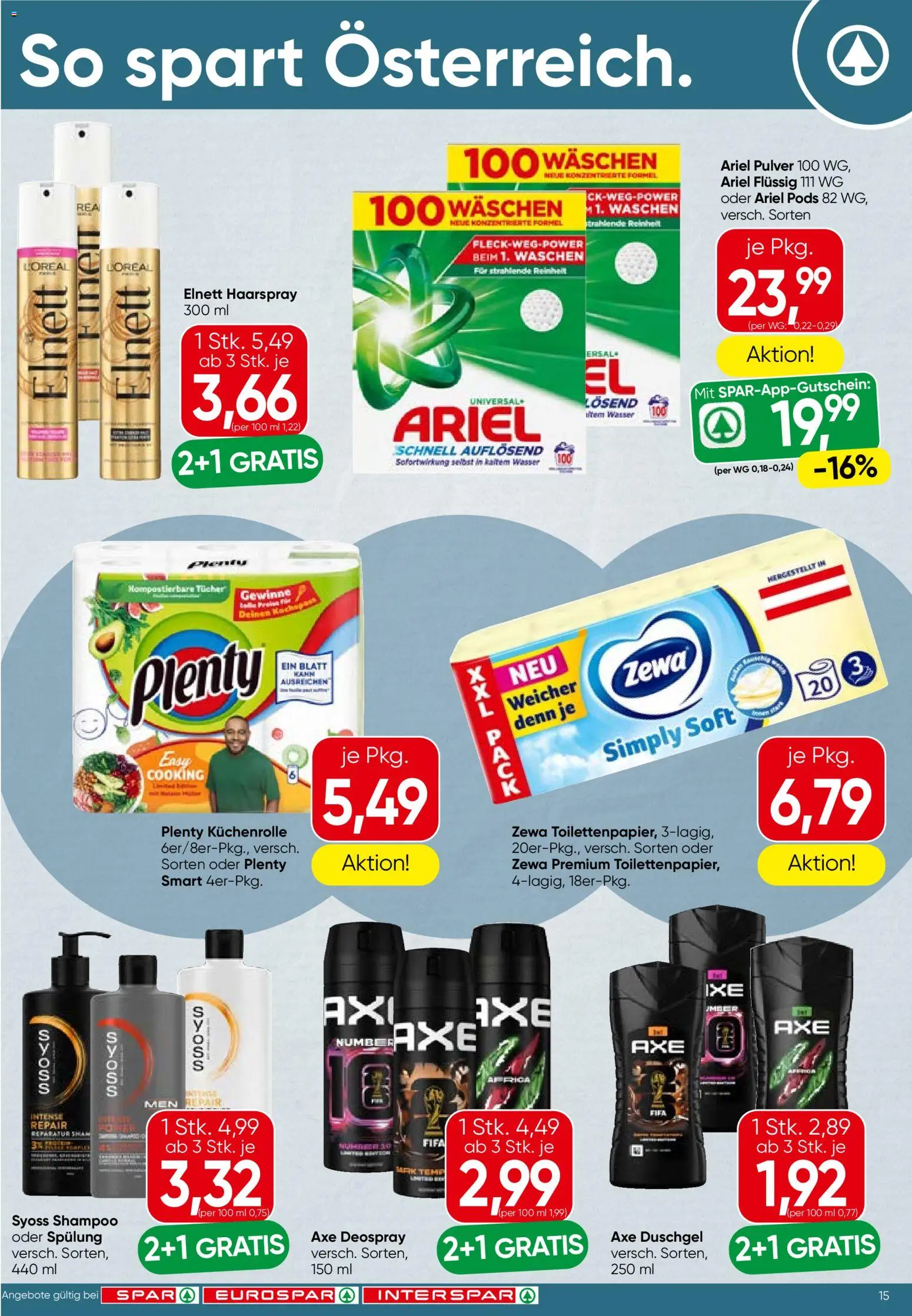 Spar Flugblatt - Tirol gültig ab 11.06.2026 | Seite: 15 | Produkte: Wasser, Shampoo, Spülung, Duschgel