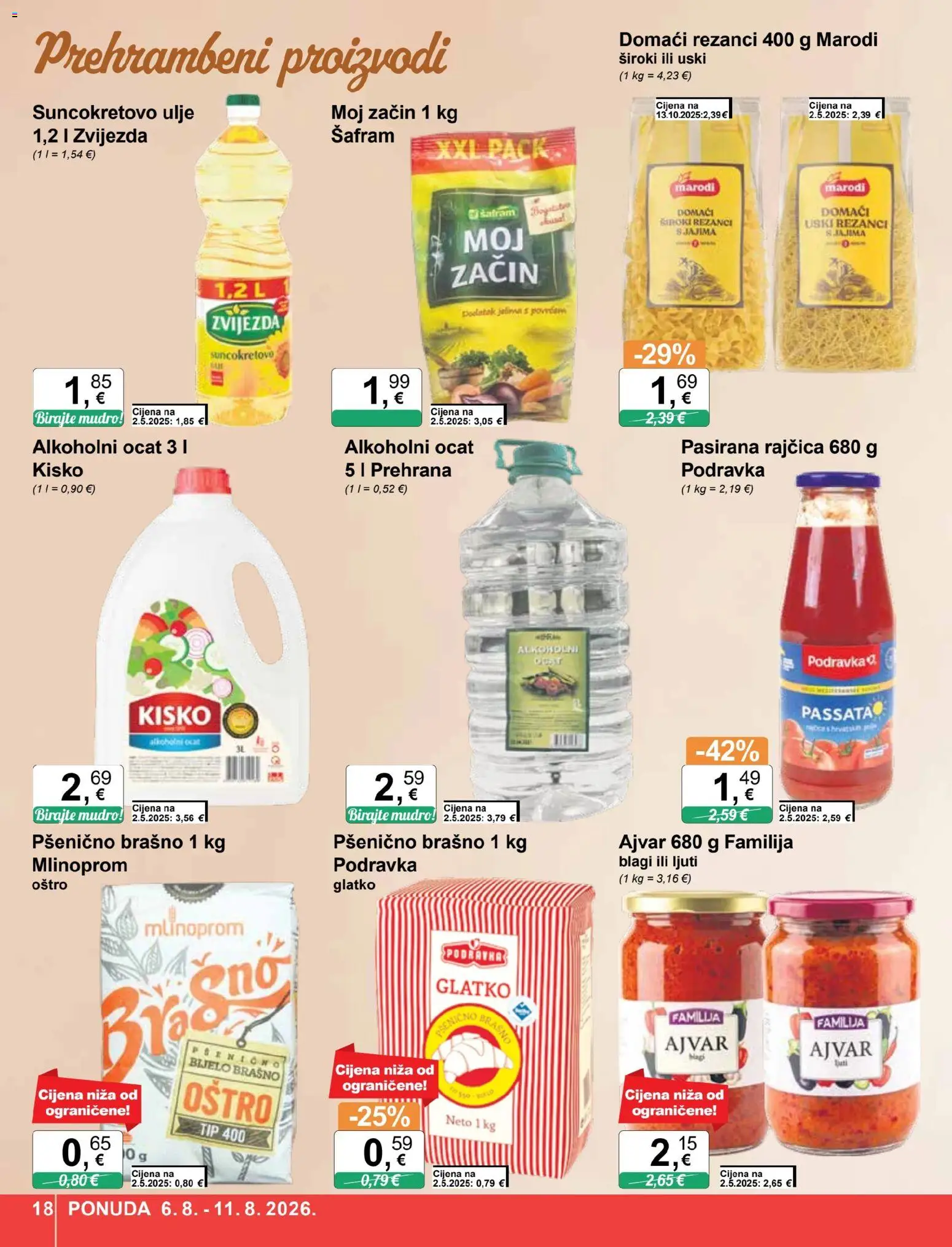KTC katalog | vrijedi od 06.08.2026 | Stranica: 18 | Proizvodi: Alkoholni ocat, Pasirana rajčica, Brašno, Rajčica