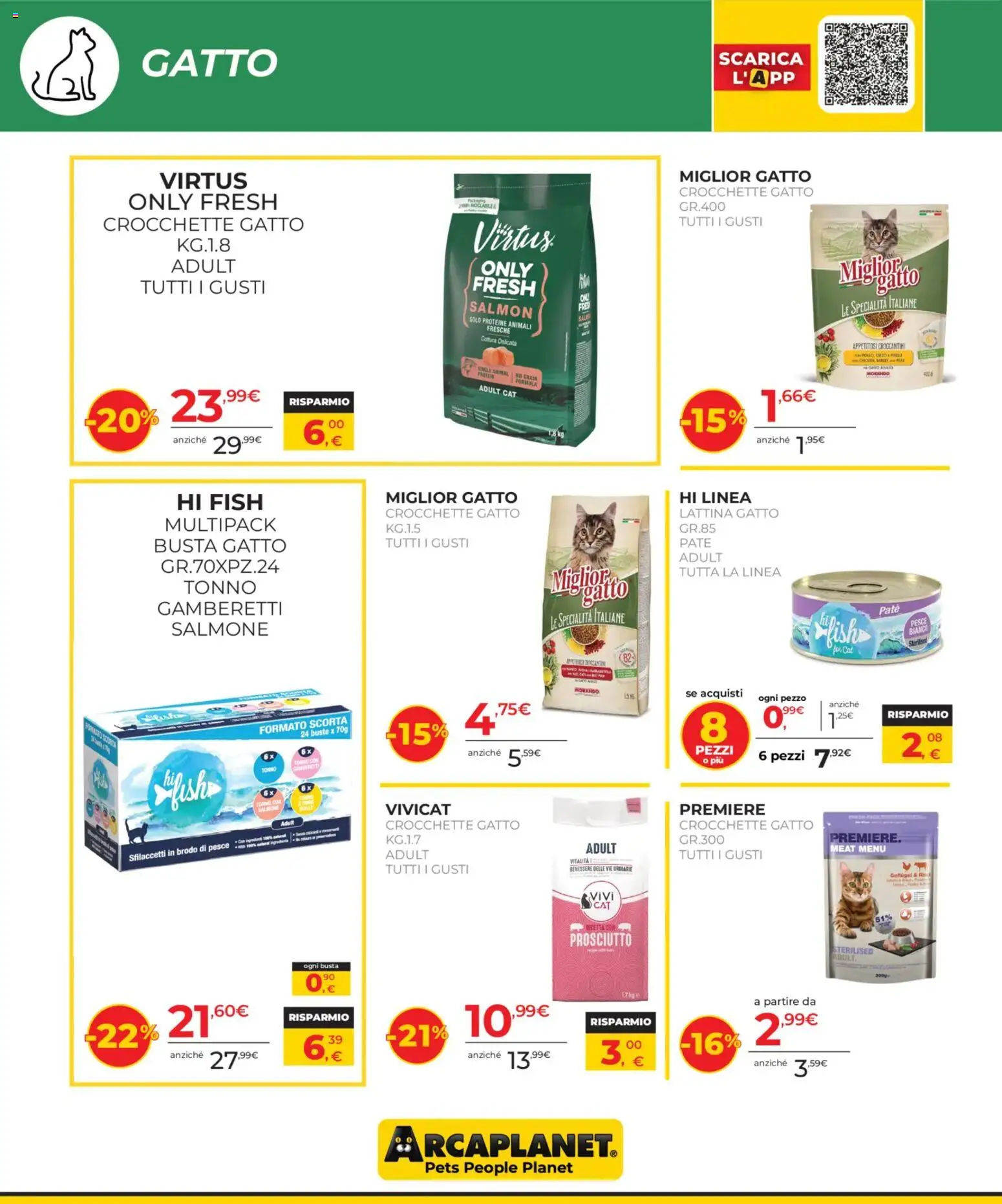 Volantino Arcaplanet del 17/08/2026 | Pagina: 2 | Prodotti: Brodo, Pesce, Crocchette gatto, Specialità