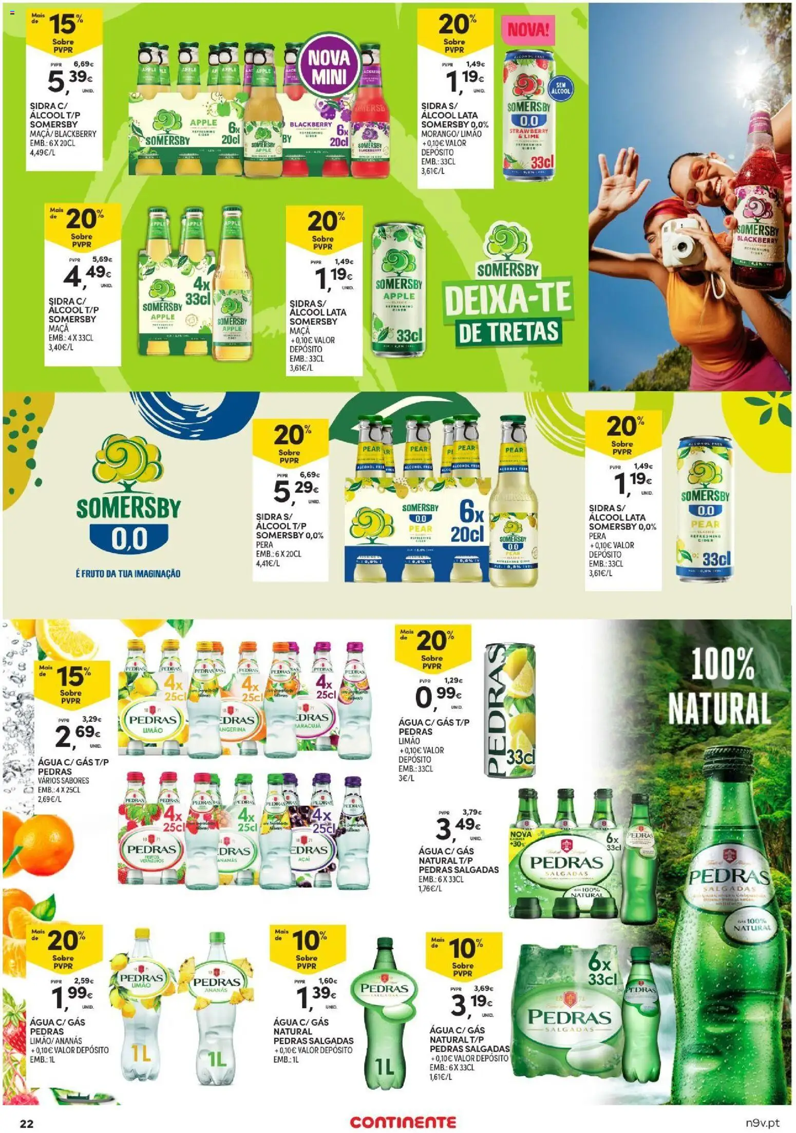 Continente folheto Açores │ válido de 15/10/2026 | Página: 22 | Produtos: Agua, Ananás, Somersby, Álcool