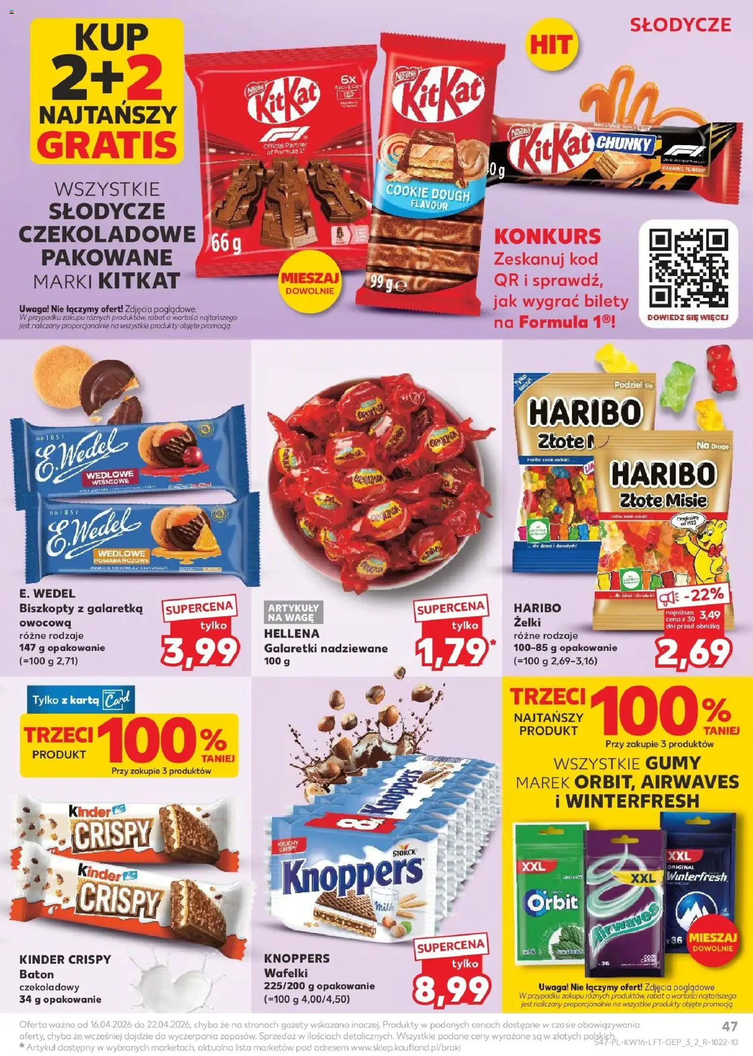 Kaufland gazetka od 16.04.2026 | Strona: 47 | Produkty: Knoppers, Karta, Galaretki, Gumy