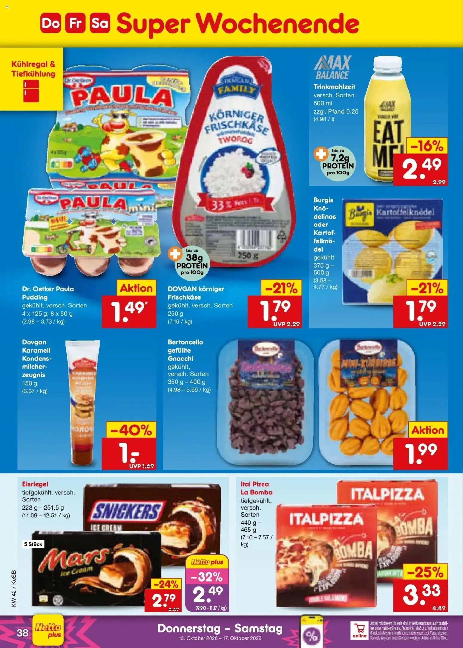 Netto Marken-Discount Prospekt Kruft (ab 12.10.2026) » Angebote | Seite: 52 | Produkte: Gnocchi, Pudding, Snickers, Frischkase